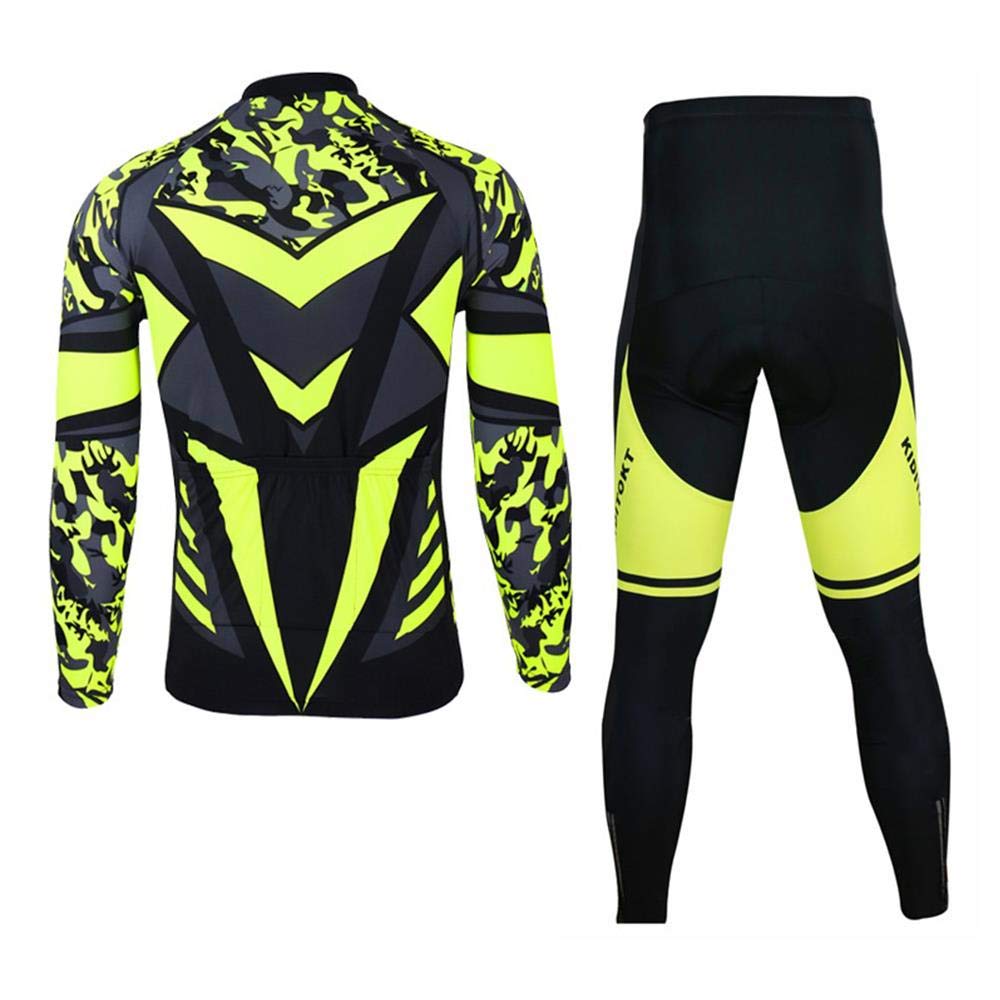 **Men's Pro Cycling Jersey Set - Long Sleeve Quick Dry Bike Jacket & Bib Shorts with 9D Padding - Breathable Comfort for Road & Mountain Biking**