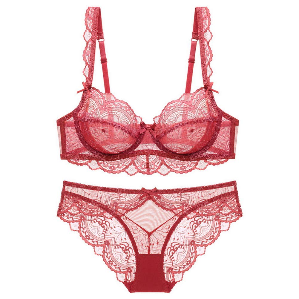 Ultra-Thin Sheer Lace Bra and Panty Set for Women - Sexy Translucent Lingerie with Embroidery Details - Perfect for Date Night, Bridal Wear & Sensual Occasions