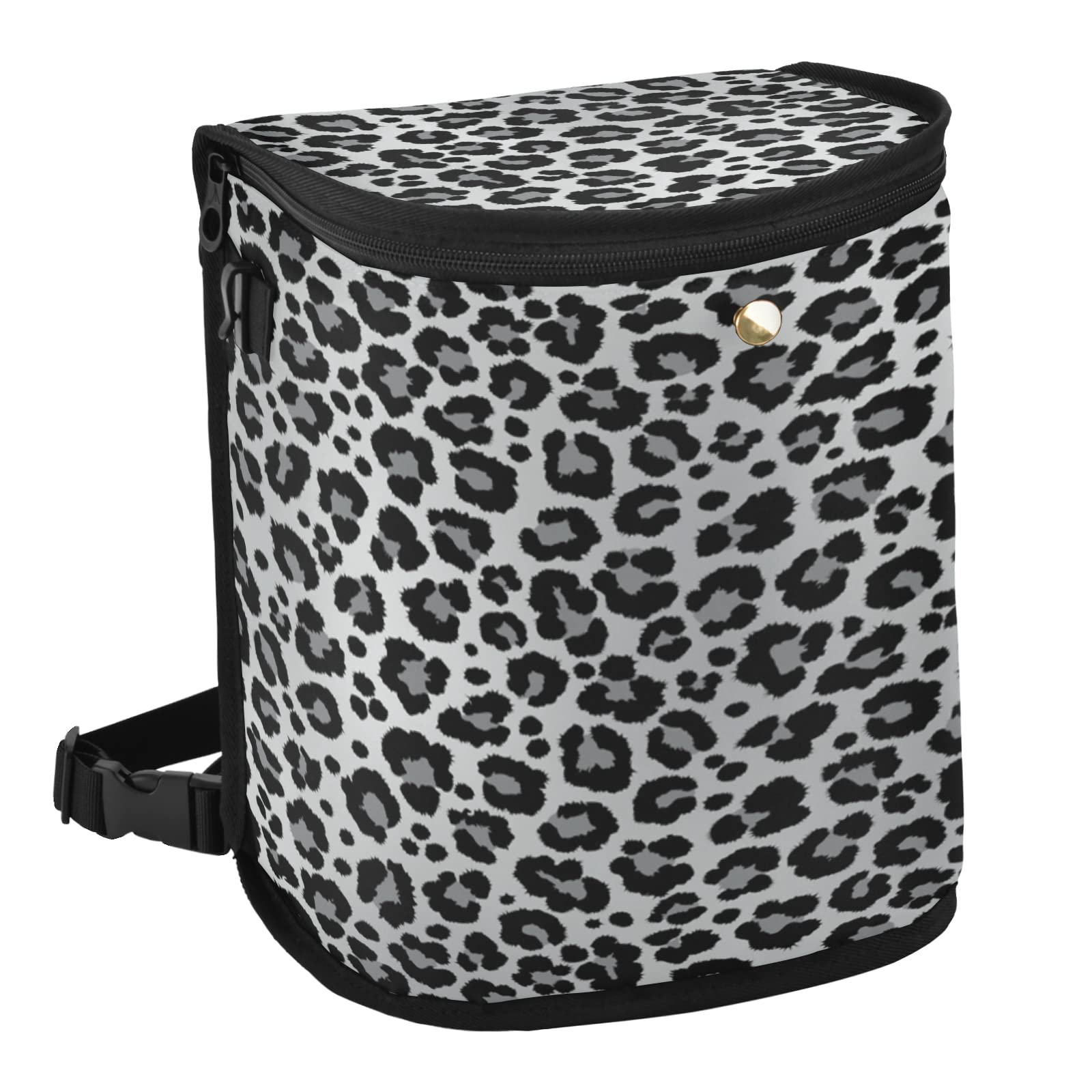 SUABO Leakproof Car Trash Can with Lid - Waterproof Snow Leopard Print Auto Garbage Bin for SUV, Truck, Sedan | Portable Vehicle Organizer for Road Trips & Daily Commute