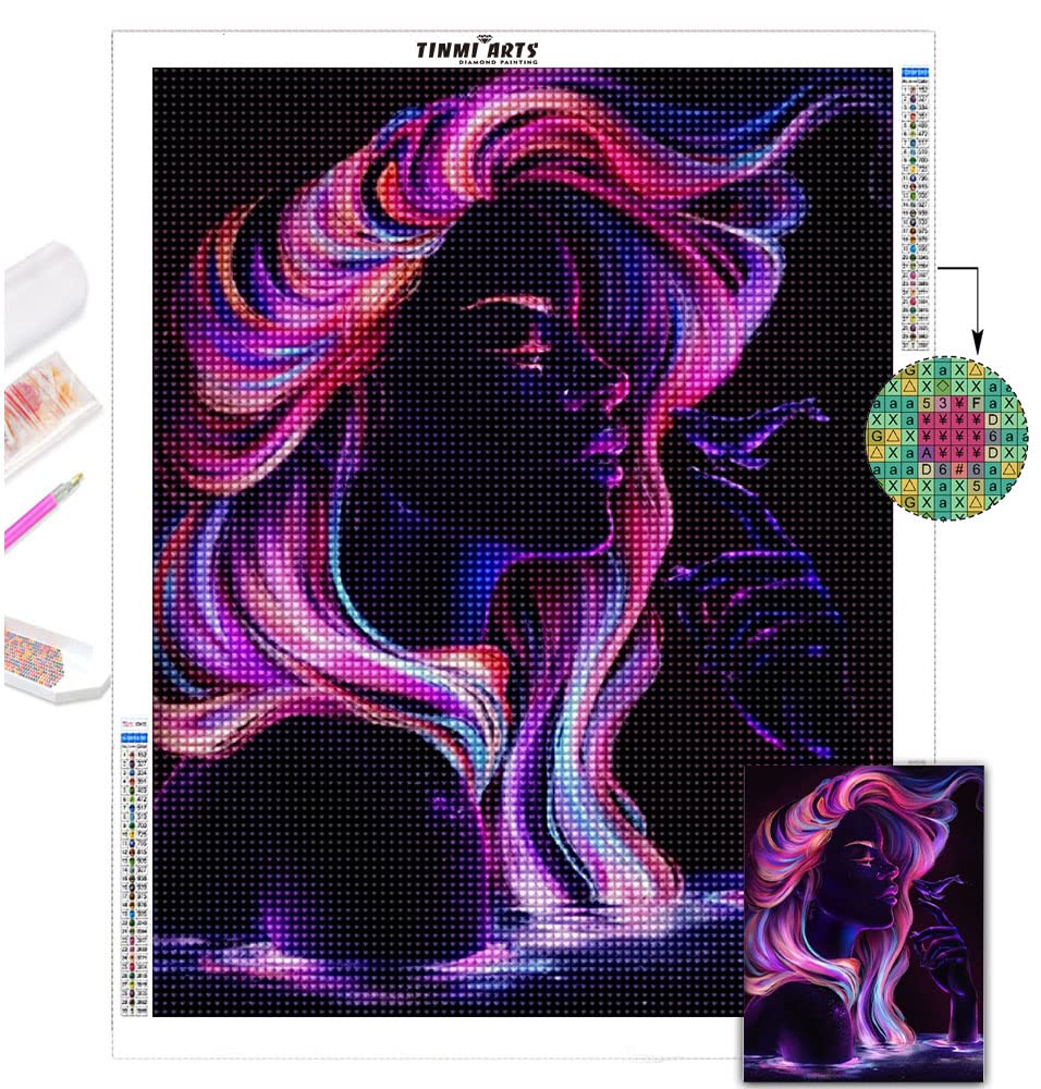 TINMI ARTS Diamond Painting Kit - Fantasy Woman Full Drill with AB Crystal Rhinestones | DIY Mosaic Cross Stitch Art | 35x45cm Square Drill Canvas | Home Wall Decor for Living Room, Bedroom & Office
