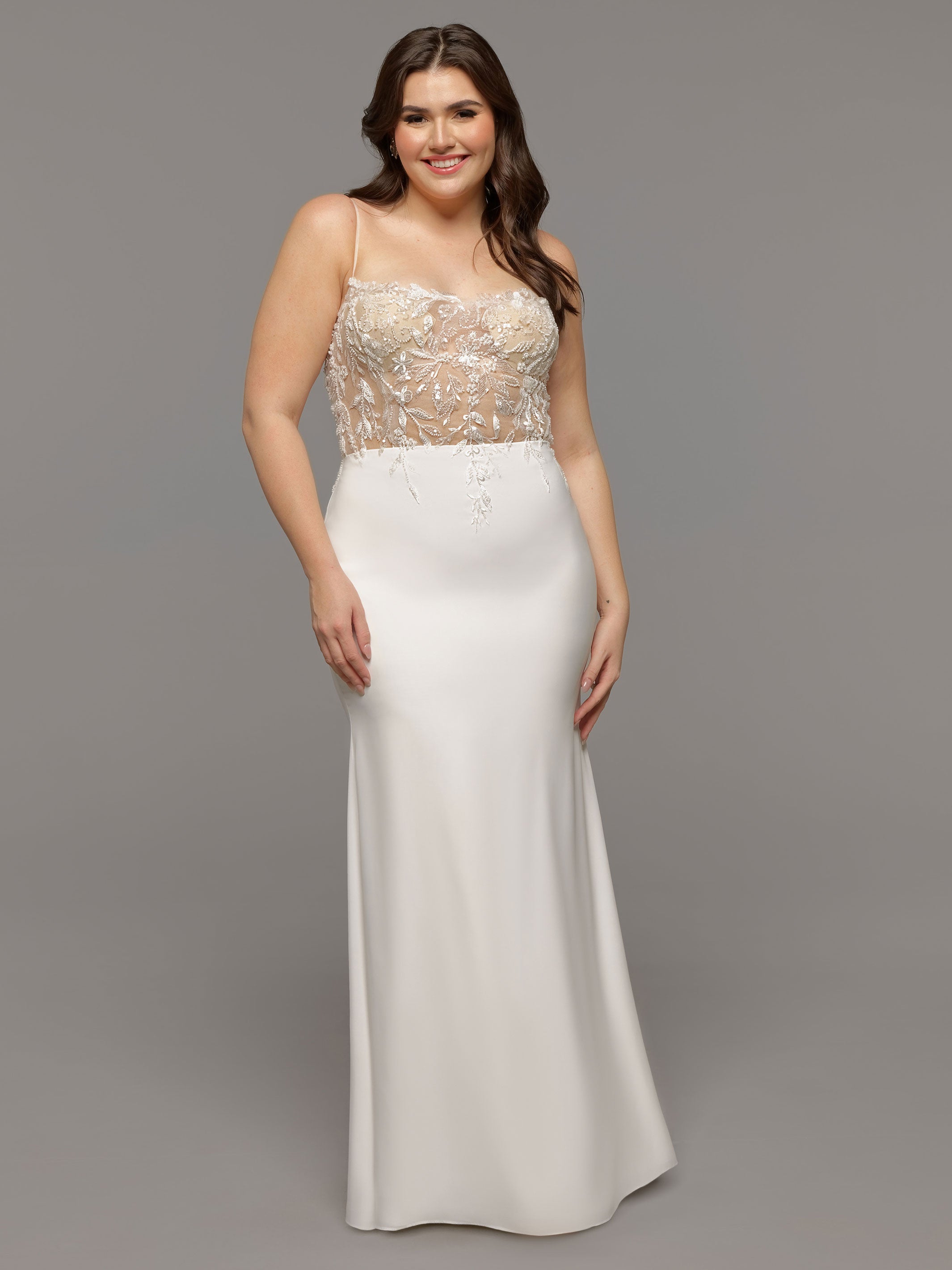 Elegant Saylor Chiffon Fit and Flare Wedding Dress with Beaded Lace - Perfect for Bridal, Formal Events & Special Occasions