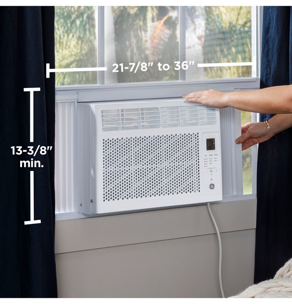 GE 6,000 BTU Window Air Conditioner - Cools 250 Sq.Ft - Remote Control Included - White (AHP06LZ) - Perfect for Bedrooms, Dorm Rooms & Small Apartments