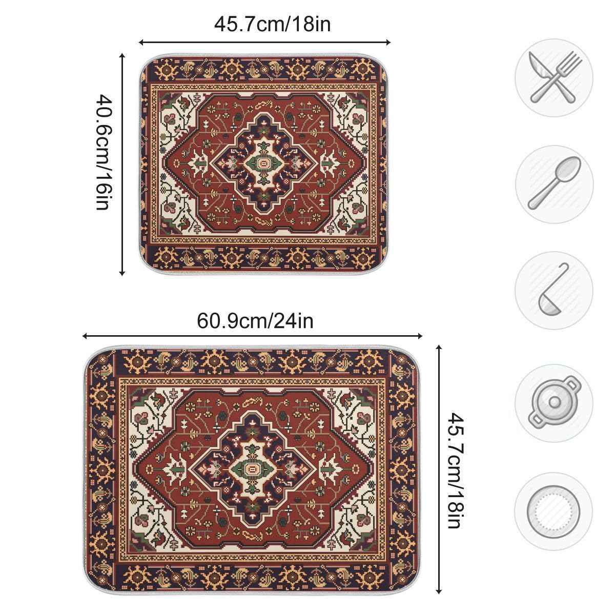 Persian Tribal Texture Dish Drying Mat 18