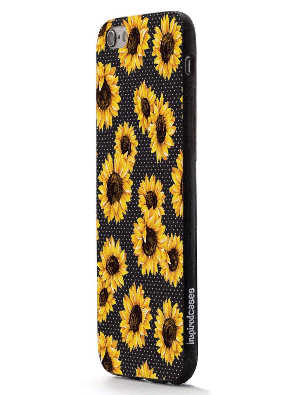 **Inspired Cases - 3D Textured Protective Phone Case for Apple iPhone SE (2020/2022) - Sunflower Pattern - Black - Shockproof & Anti-Scratch Cover for Everyday Use & Outdoor Activities**