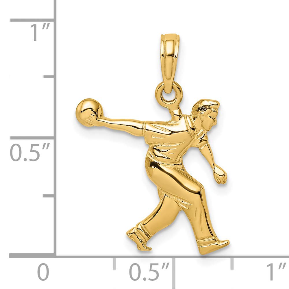 14K Yellow Gold Men's Bowling Charm Pendant - Elegant Jewelry Gift for Bowlers & Sports Enthusiasts | Perfect for Necklaces, Bracelets & Special Occasions