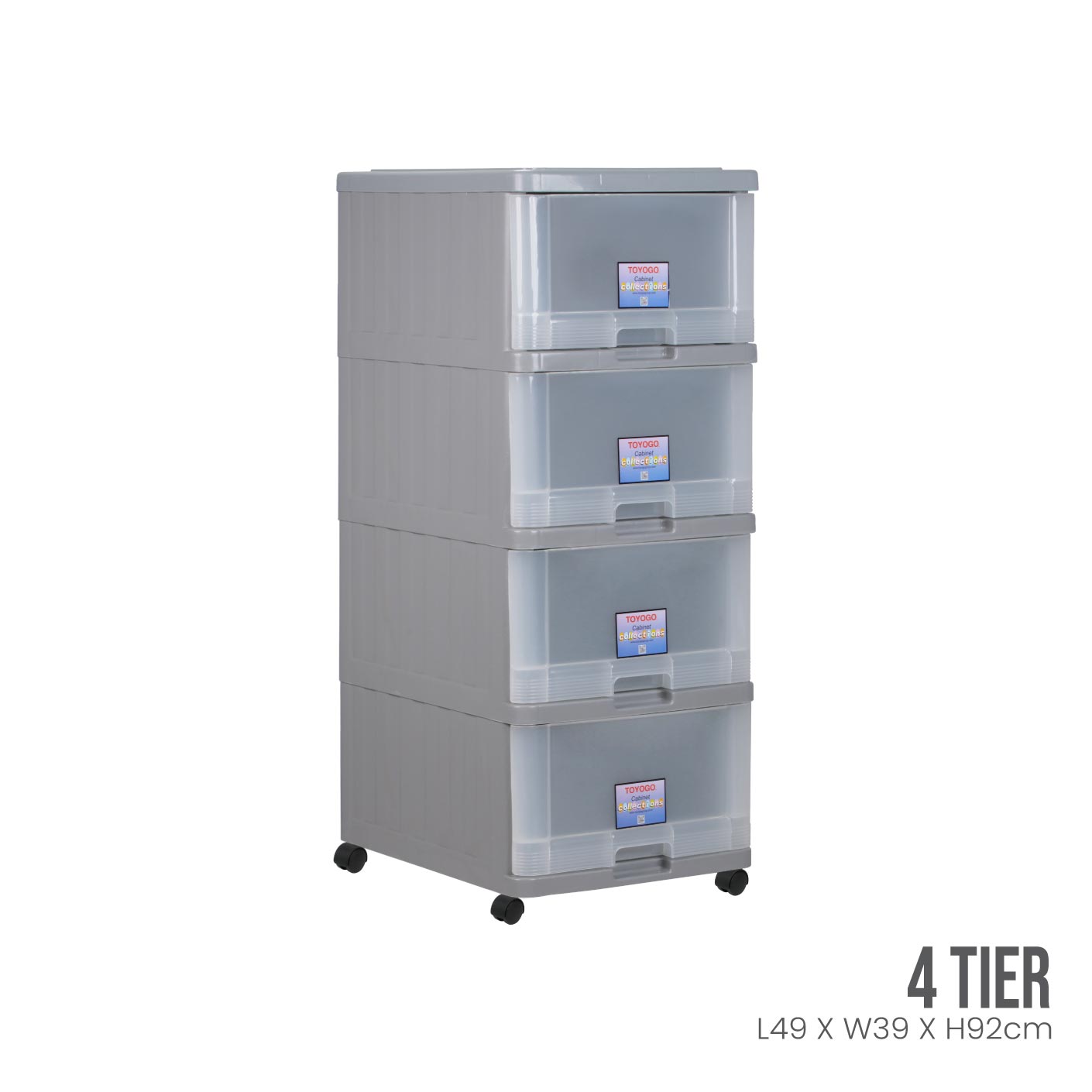 4-Tier Rolling Storage Cart with Wheels - Heavy Duty Metal Utility Organizer for Kitchen, Bathroom, Office, or Garage Organization
