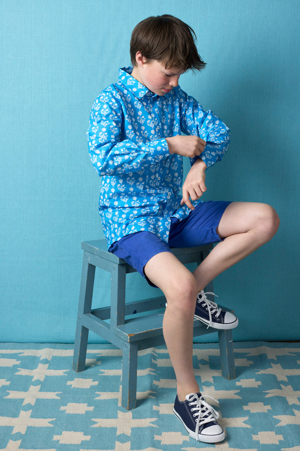 Boys' & Girls' Comfortable Cotton T-Shirt - Soft Casual Tee in Dianthus Azure Blue | Perfect for School, Playdates & Everyday Wear