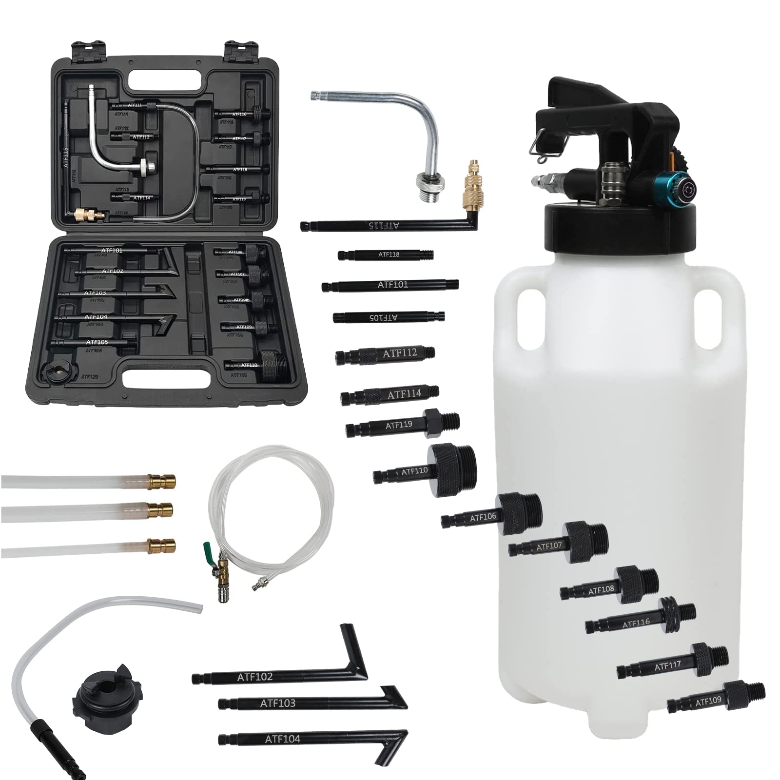 8L Pneumatic Transmission Oil Extractor Pump with 20PC Filling Adapters - ATF Fluid Transfer Pump for BMW, Ford, Audi - Automatic Oil Changer for Car Maintenance & DIY Fluid Replacement
