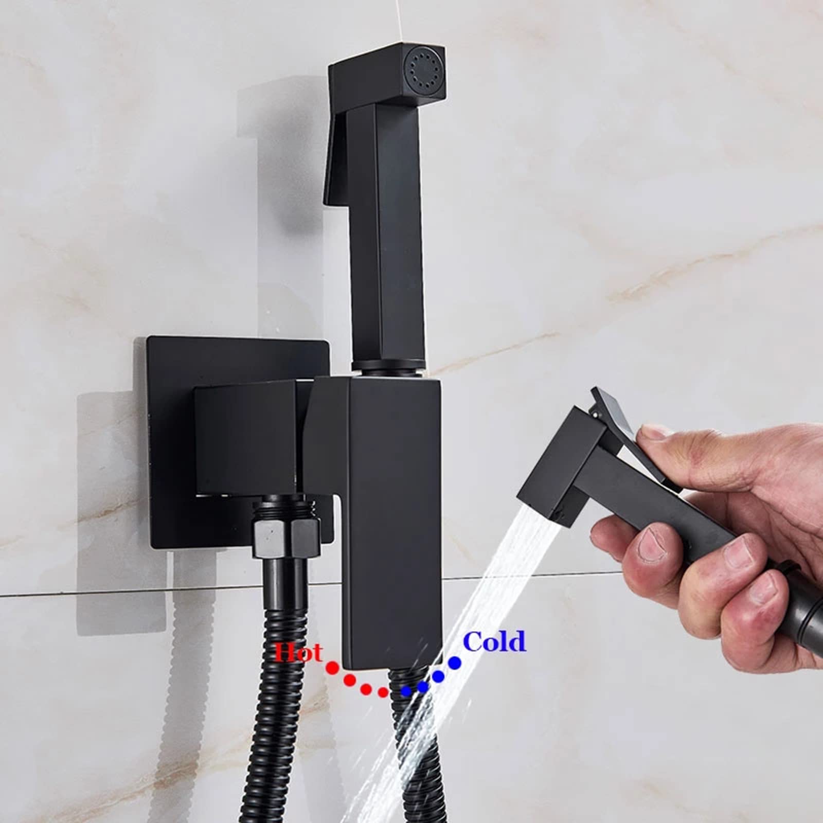 Wall Mount Handheld Bidet Sprayer for Toilet - Hot & Cold Water Brass Bidet Faucet with Single Handle & Strong Water Pressure - Perfect for Bathroom Hygiene, Cloth Diaper Cleaning & Personal Care (Brushed Gold)