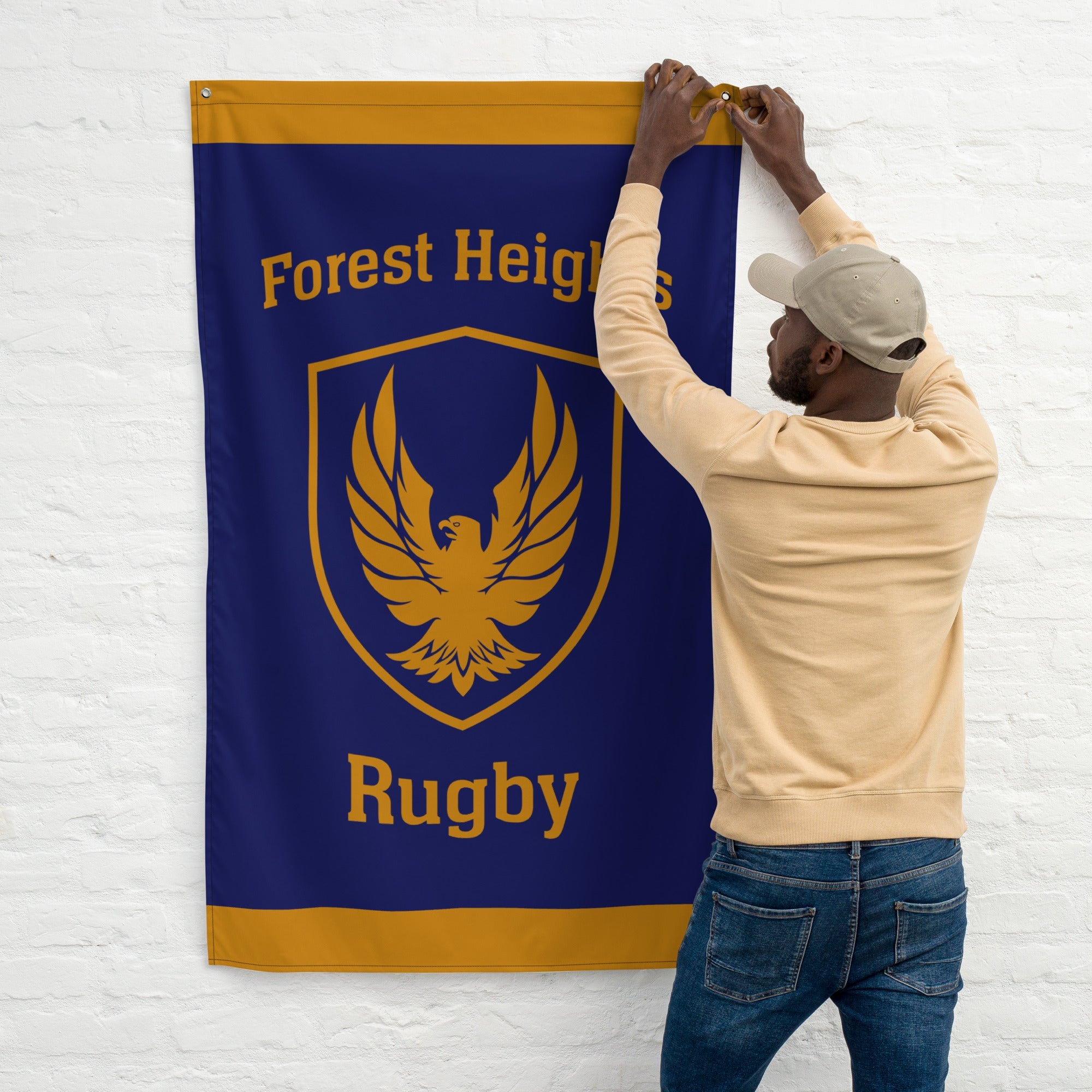 GHFH Rugby Wall Flag - Durable Decorative Sports Banner for Fans - Perfect for Game Rooms, Dorm Decor, and Tailgating Parties