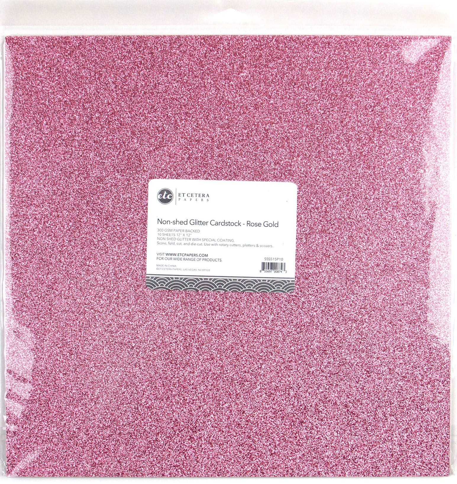 Rose Gold Glitter Cardstock Paper - 12 Sheets of Premium ETC Craft Paper for Scrapbooking, Card Making & DIY Projects - Perfect for Wedding Invitations, Gift Tags & Party Decorations