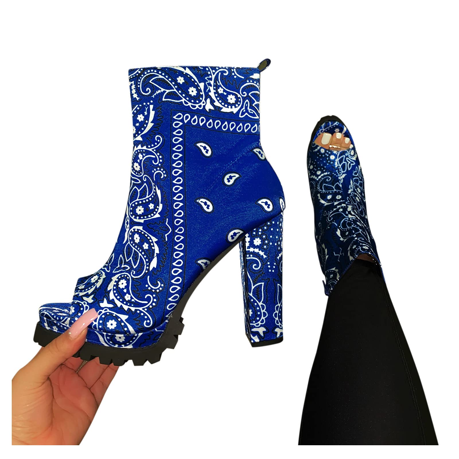 **AODONG Women's High Heel Ankle Boots - Peep Toe Leather Wedge Booties, Stylish Combat & Platform Boots for Casual, Party & Office Wear**