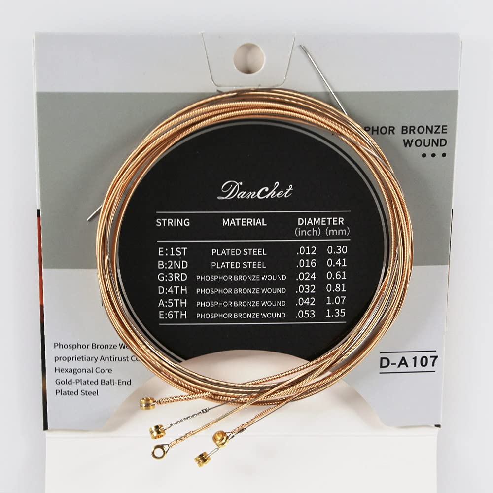 Premium A107 Phosphor Bronze Acoustic Guitar Strings - Medium Hard Tension (1 Set) | Warm Balanced Tone for Folk, Blues & Fingerstyle Playing