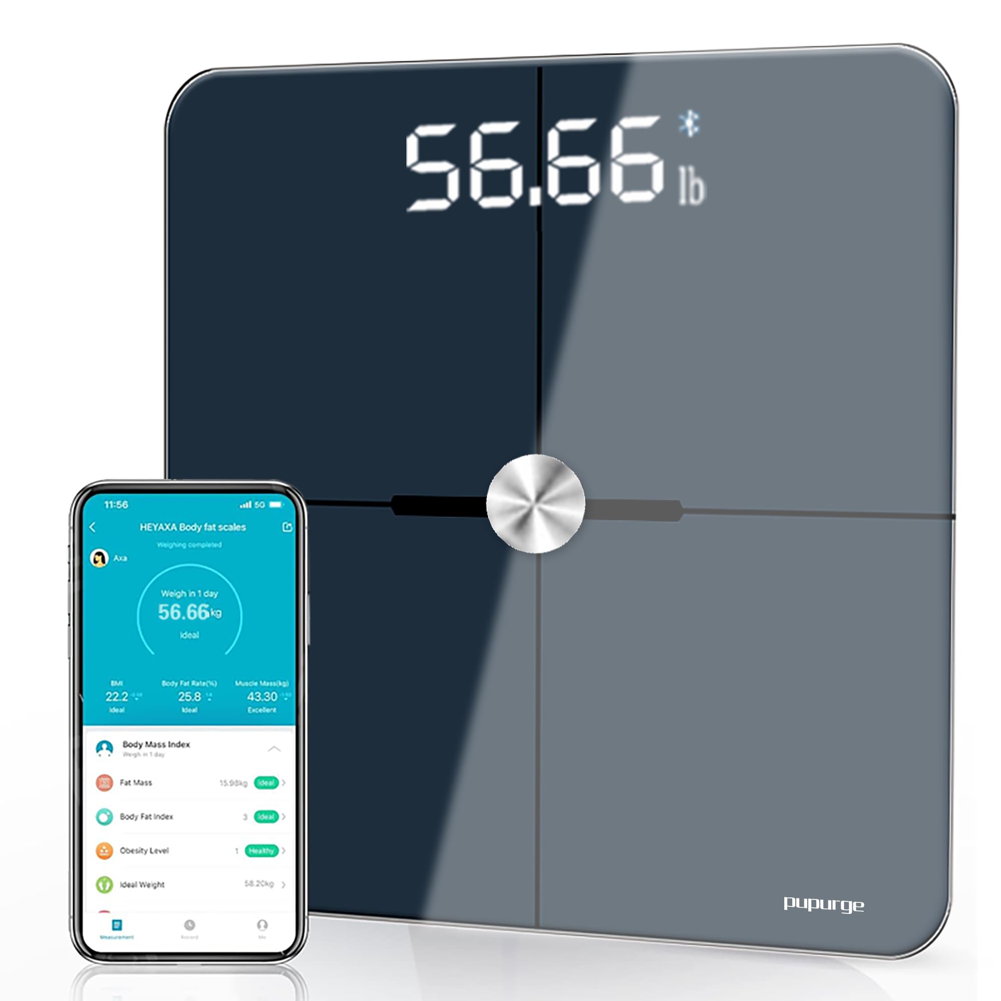 Smart Digital Bathroom Scale - Accurate to 0.1lb/0.05kg with Bluetooth & BMI Tracking, Body Fat & 25 Health Metrics Analyzer, ITO Glass Platform (400 lbs Capacity) - Perfect for Home Gym, Weight Loss & Fitness Tracking