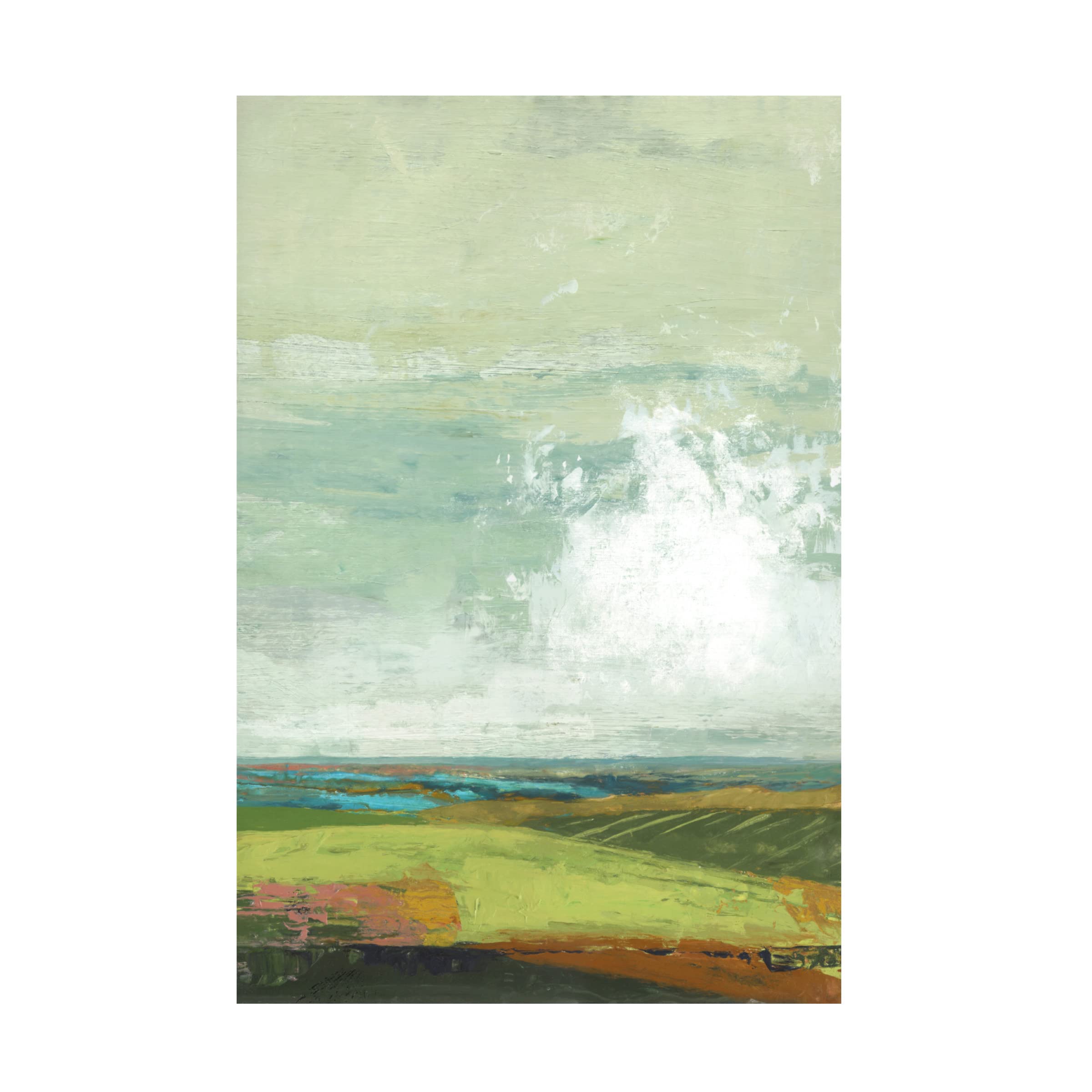 Trademark Fine Art 'Farmland' Canvas Wall Art by Suzanne Nicoll - Rustic Countryside Painting for Living Room & Farmhouse Decor
