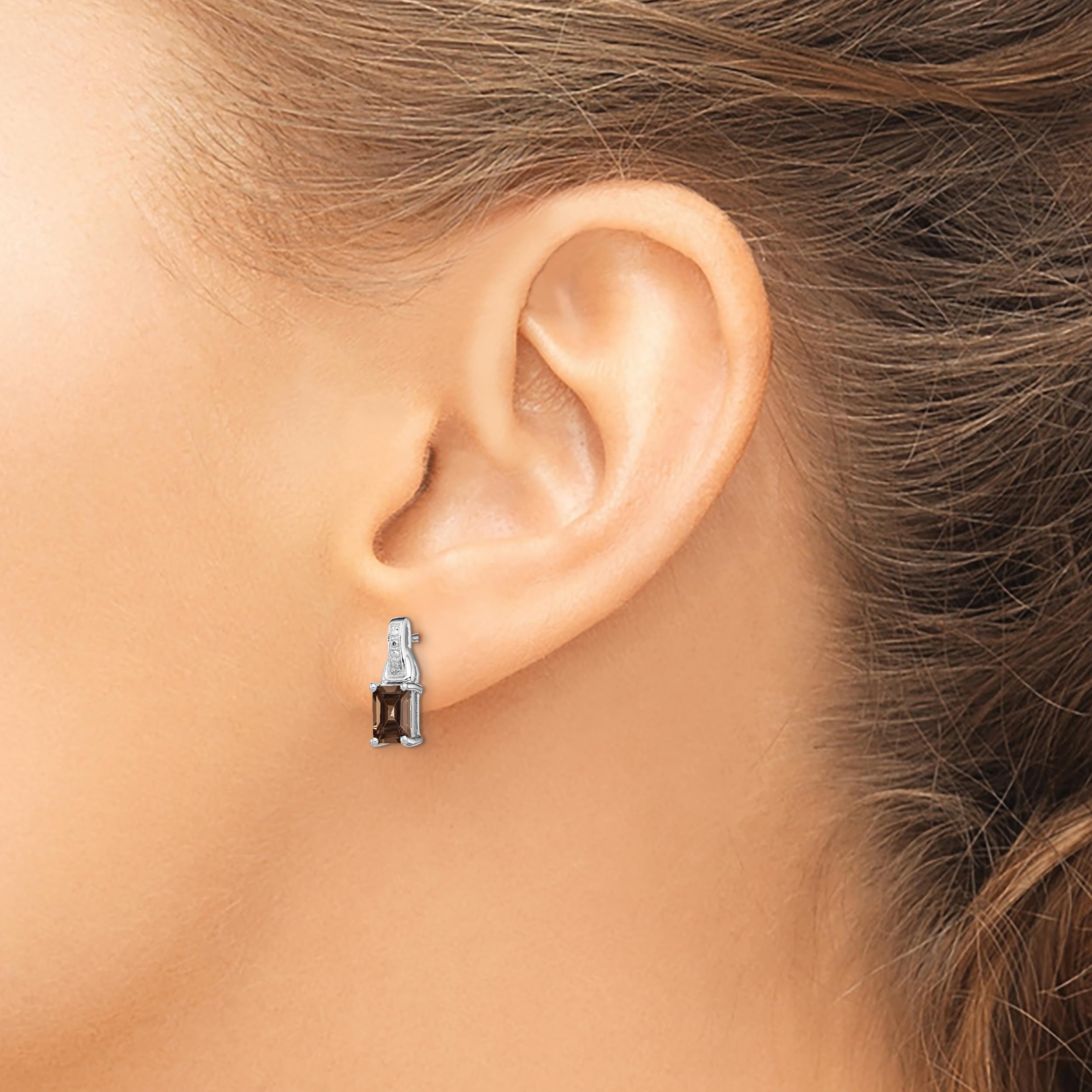 925 Sterling Silver Diamond Brown Smoky Quartz Drop Dangle Earrings for Women - Elegant Bohemian Jewelry for Party, Wedding & Everyday Wear