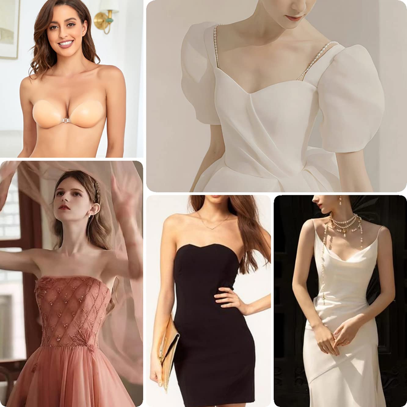 MITALOO Adhesive Bra - Invisible Strapless Push Up Sticky Bra, Backless Reusable Silicone Nipple Covers for Women | Perfect for Wedding Dresses, Backless Tops & Summer Outfits