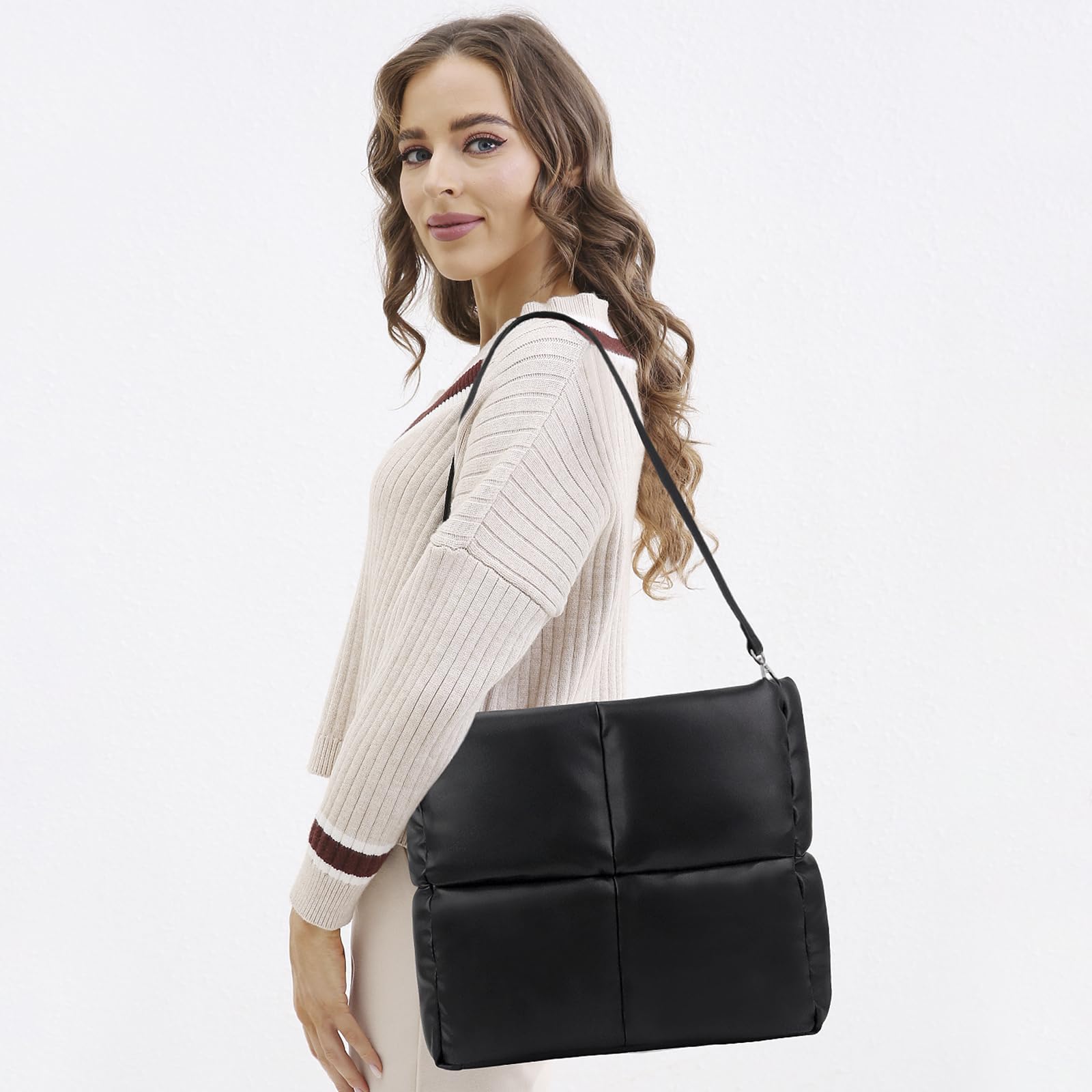 **Puffer Tote Bag for Women - Large Quilted Crossbody Handbag & Hobo Purse - Stylish & Spacious for Work, Travel & Shopping**
