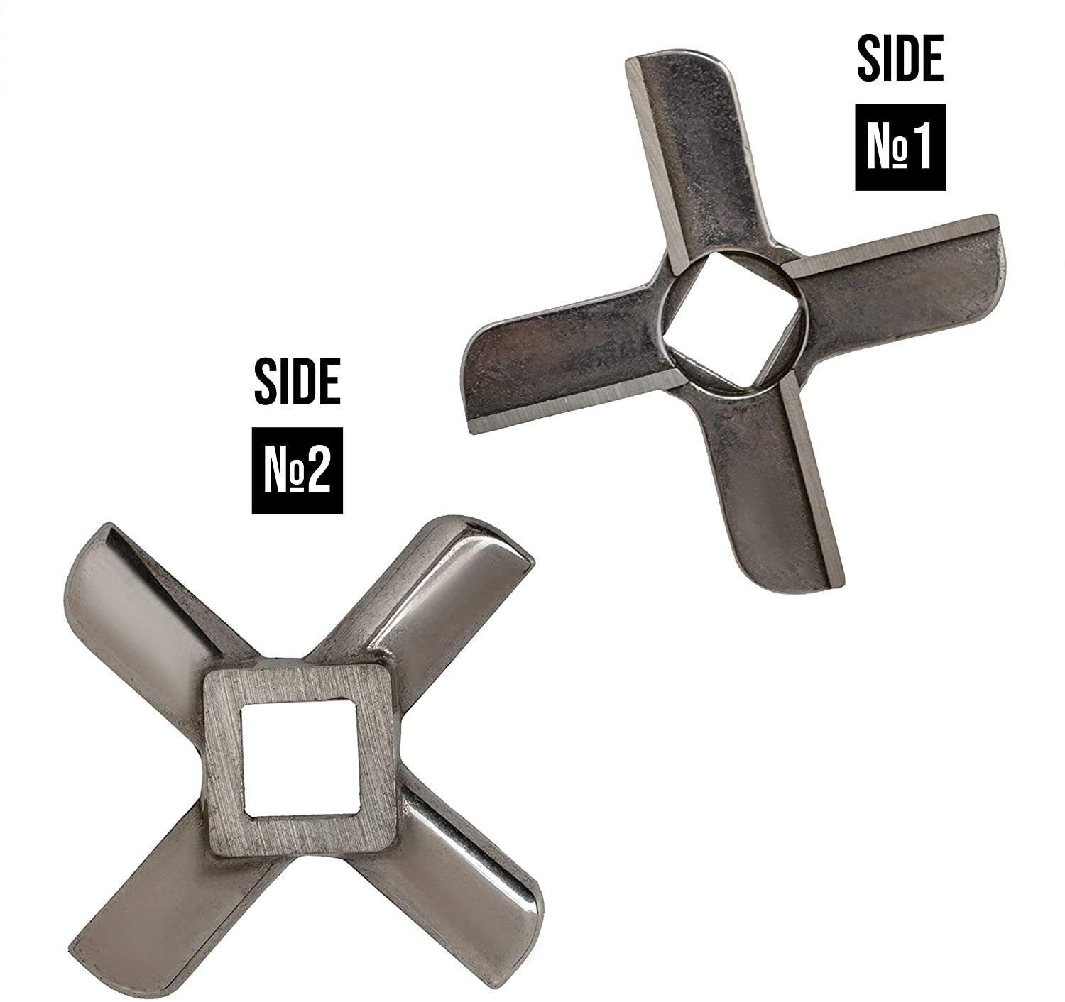 #8 Universal Stainless Steel Meat Grinder Replacement Blades (2-Pack) - Durable Grinding Accessories for Home Kitchen & Commercial Use - Perfect for Beef, Pork, Chicken & Sausage Making