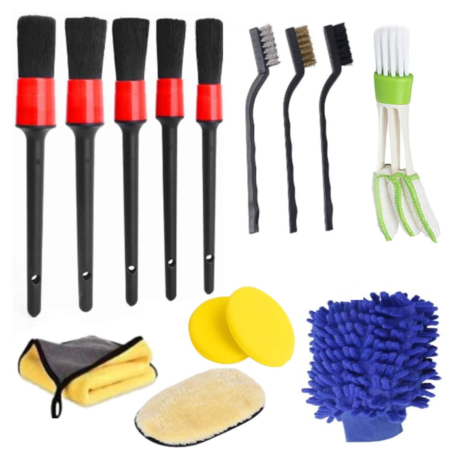 Gewecco 14-Piece Car Cleaning Kit – Premium Detailing Brush Set for Interior, Exterior, Wheels, Dashboard & Leather – Complete Auto Care Accessories for Deep Cleaning Cars, SUVs & Trucks – Perfect for DIY Car Detailing & Professional Auto Detailing