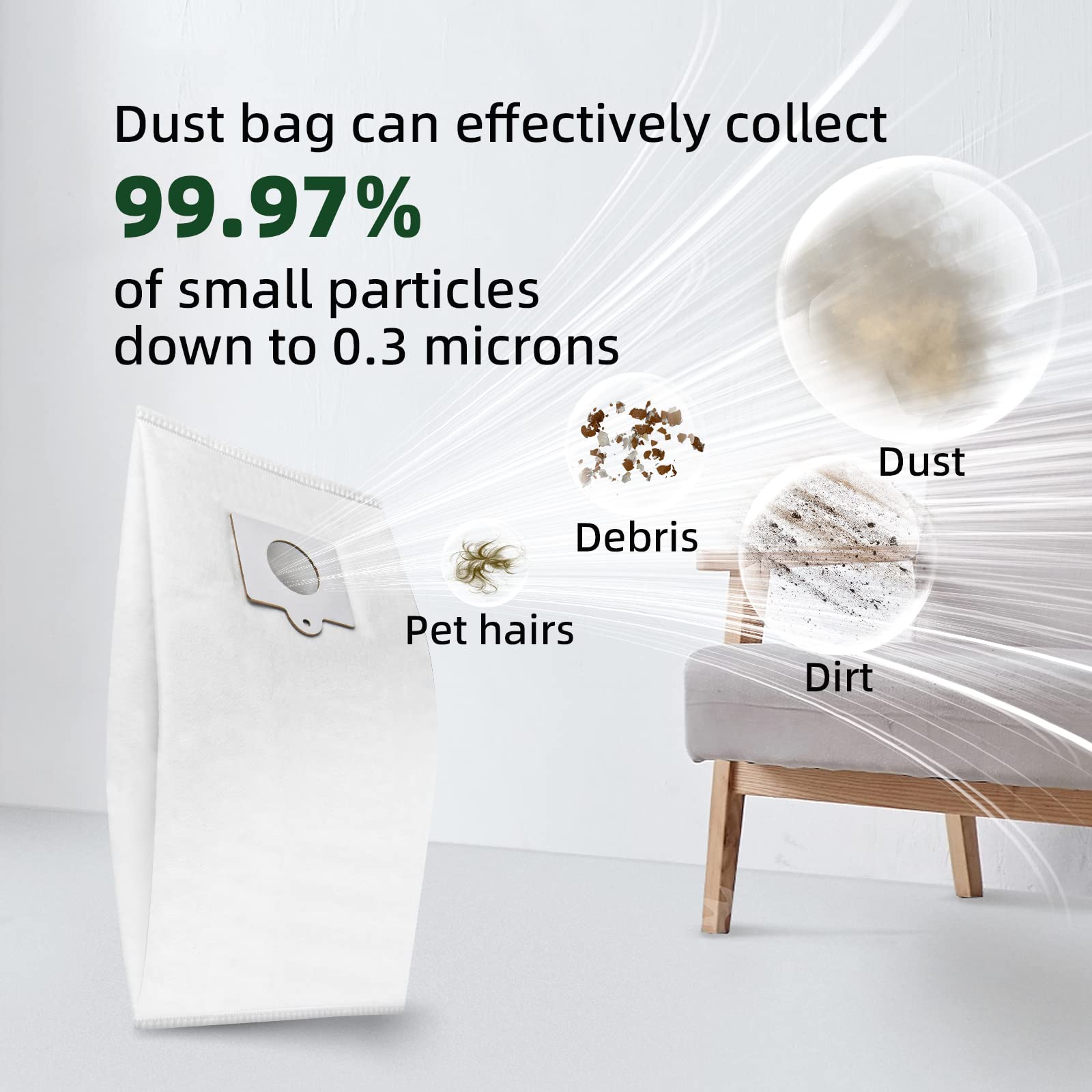 12 Pack Kenmore Canister Vacuum Bags for 200-800 Series - Large Capacity Replacement for Home Cleaning