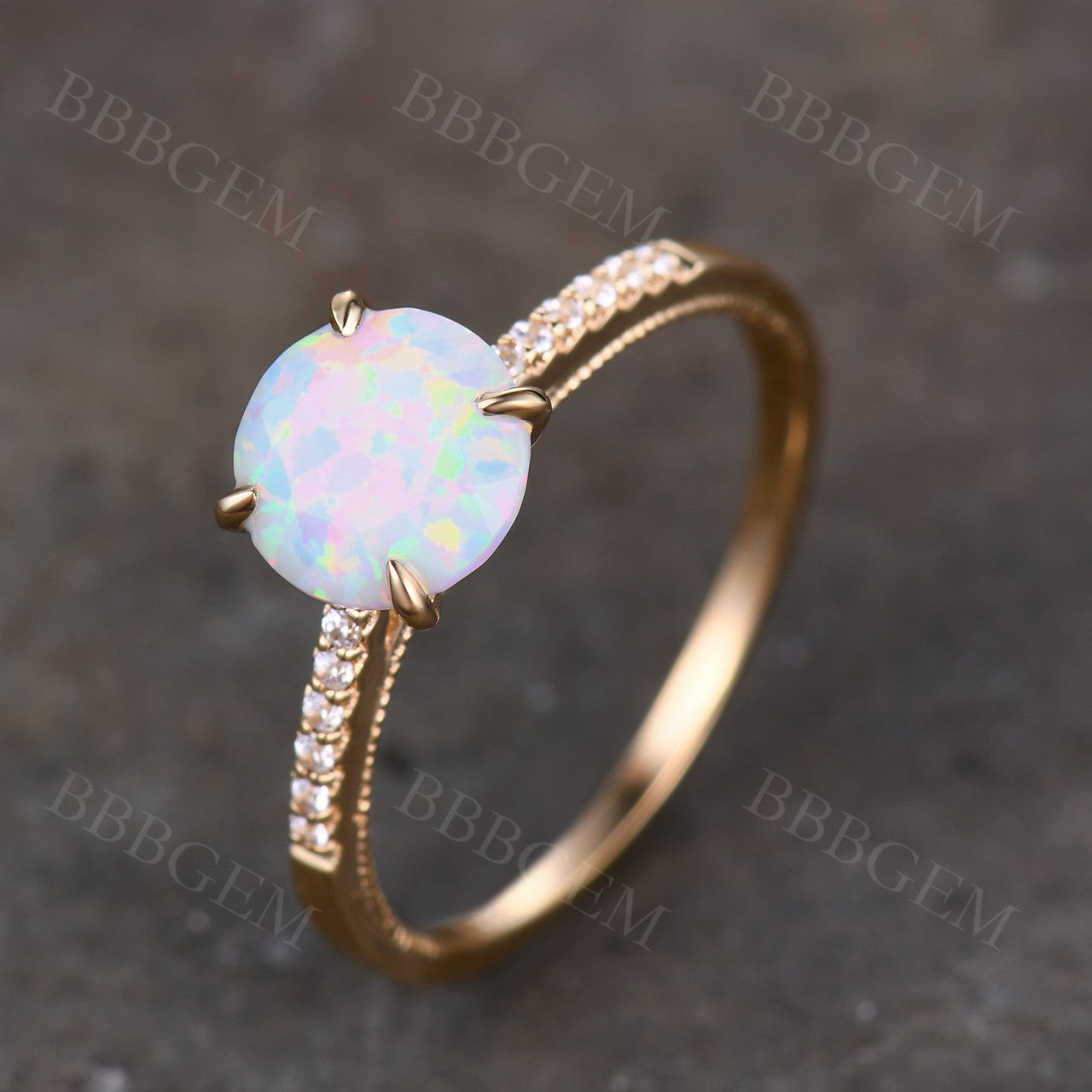 Opal Solitaire Engagement Ring for Women - 14K Rose Gold Wedding Band, Elegant Promise Ring for Her | Perfect for Proposals, Anniversaries & Special Occasions