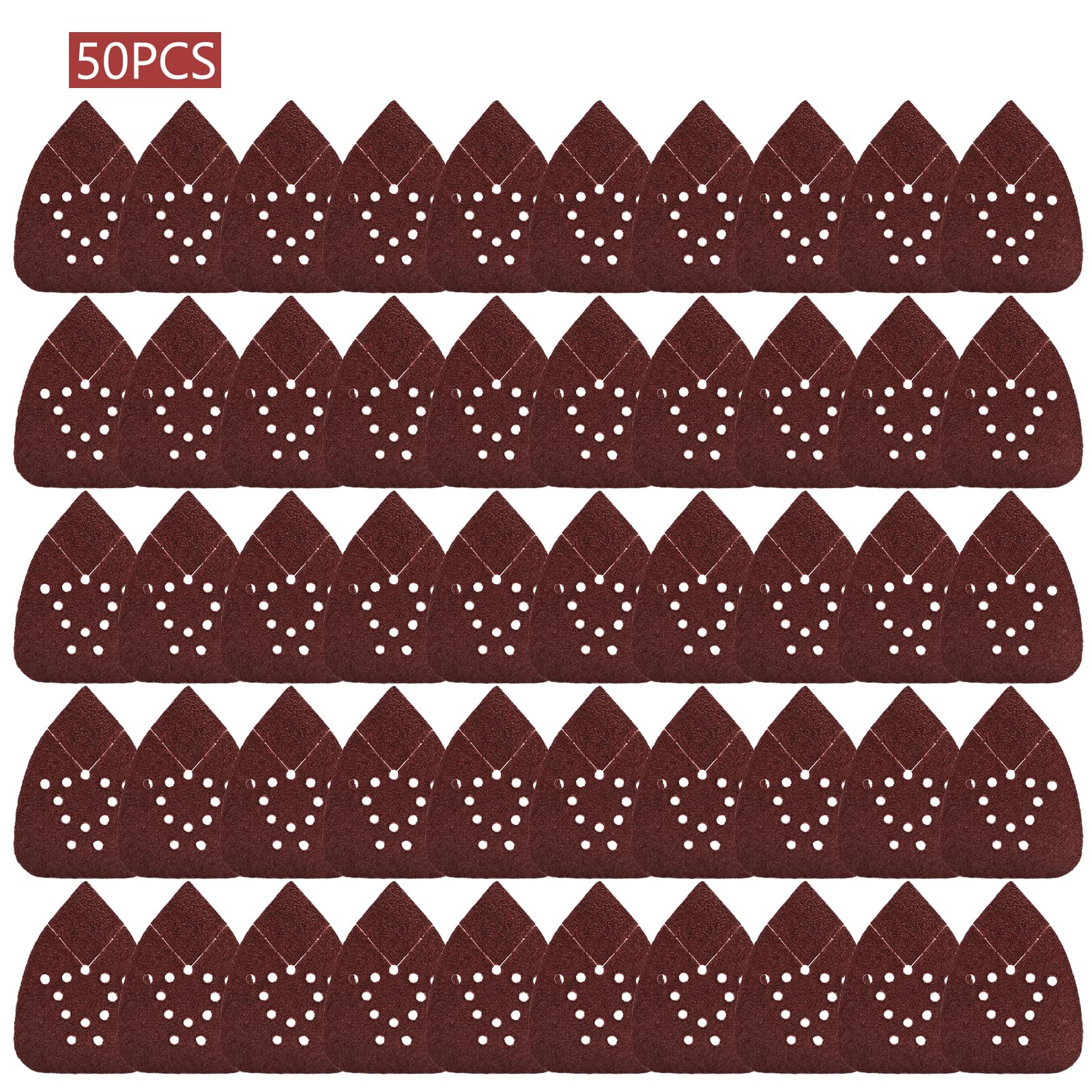 40 Grit Mouse Sander Sandpaper - 50PCS Hook & Loop Sanding Pads for Black & Decker & Other Palm Sanders - Triangle Sandpaper for Woodworking, Furniture Refinishing & DIY Projects (40 Grit)