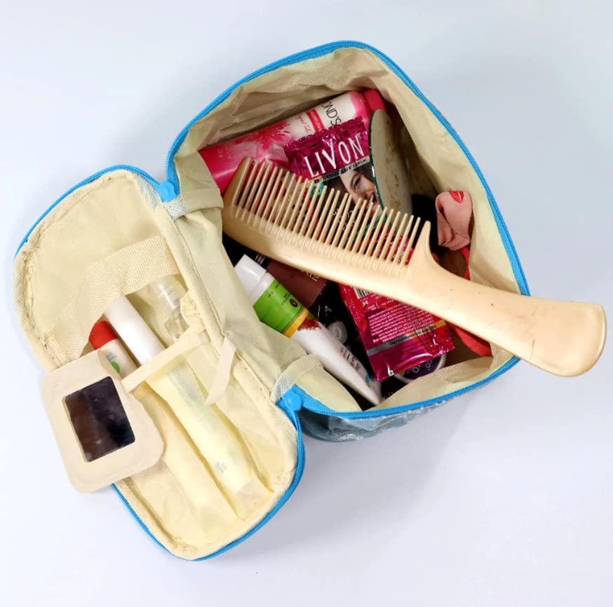 Stylish Small Makeup Bag for Women & Girls - Cute Travel Cosmetic Pouch, Toiletry Organizer (1pc, Blue) - Perfect for Travel, Gym & Daily Essentials Storage