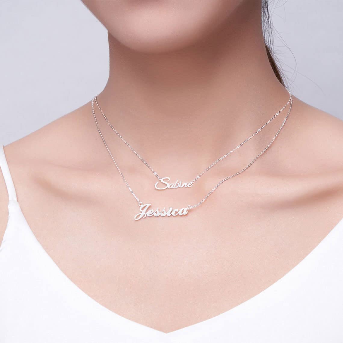 Custom Name Necklace for Women - Personalized 18K Gold Plated Layered Name Necklace - Unique Birthday Gift for Her - Perfect for Anniversaries, Valentine's Day & Special Occasions