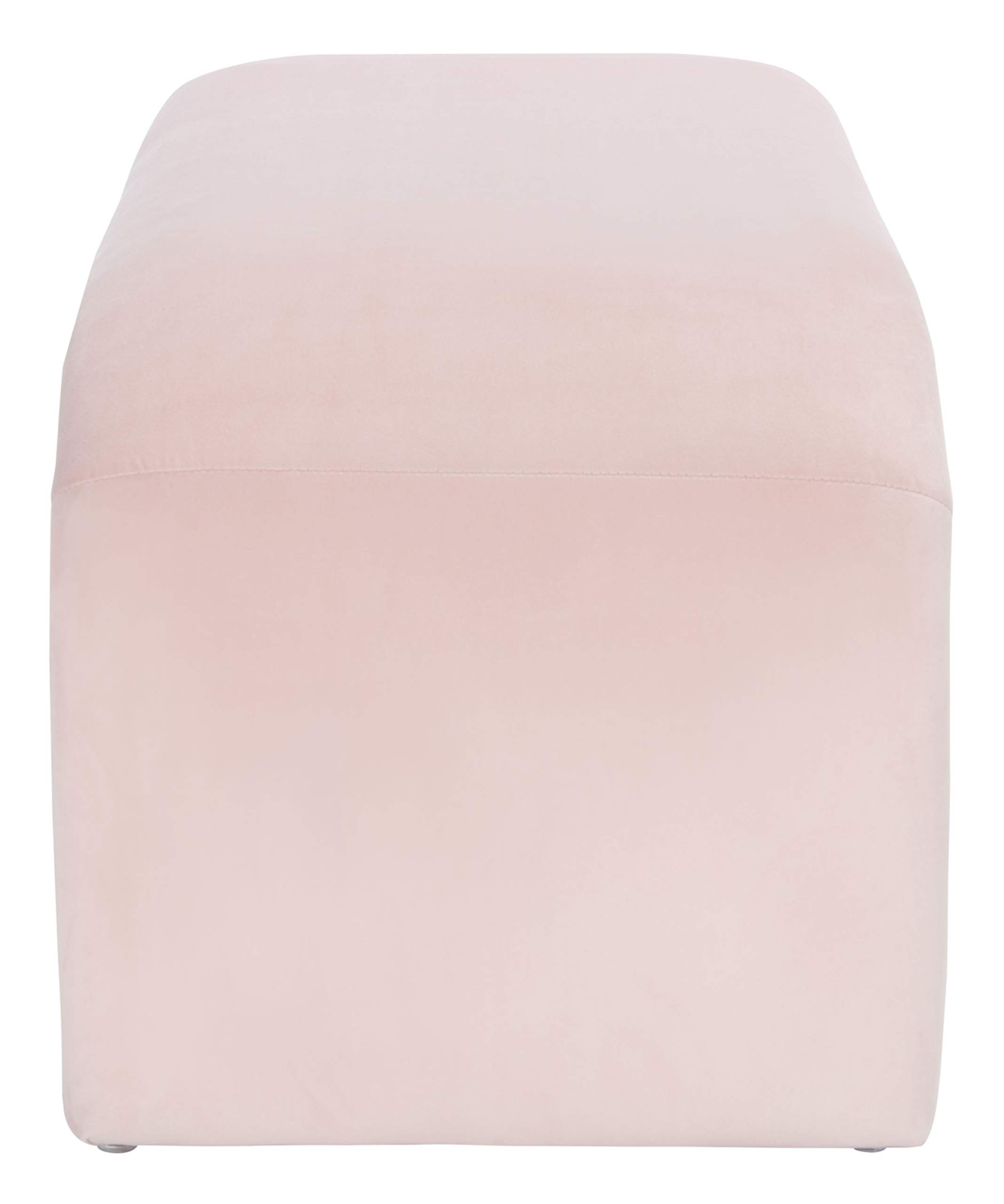SAFAVIEH Tenko Modern Light Pink Velvet Bench - Fully Assembled Upholstered Seat with Wooden Legs (BCH1300C) - Perfect for Bedroom, Living Room & Entryway Decor