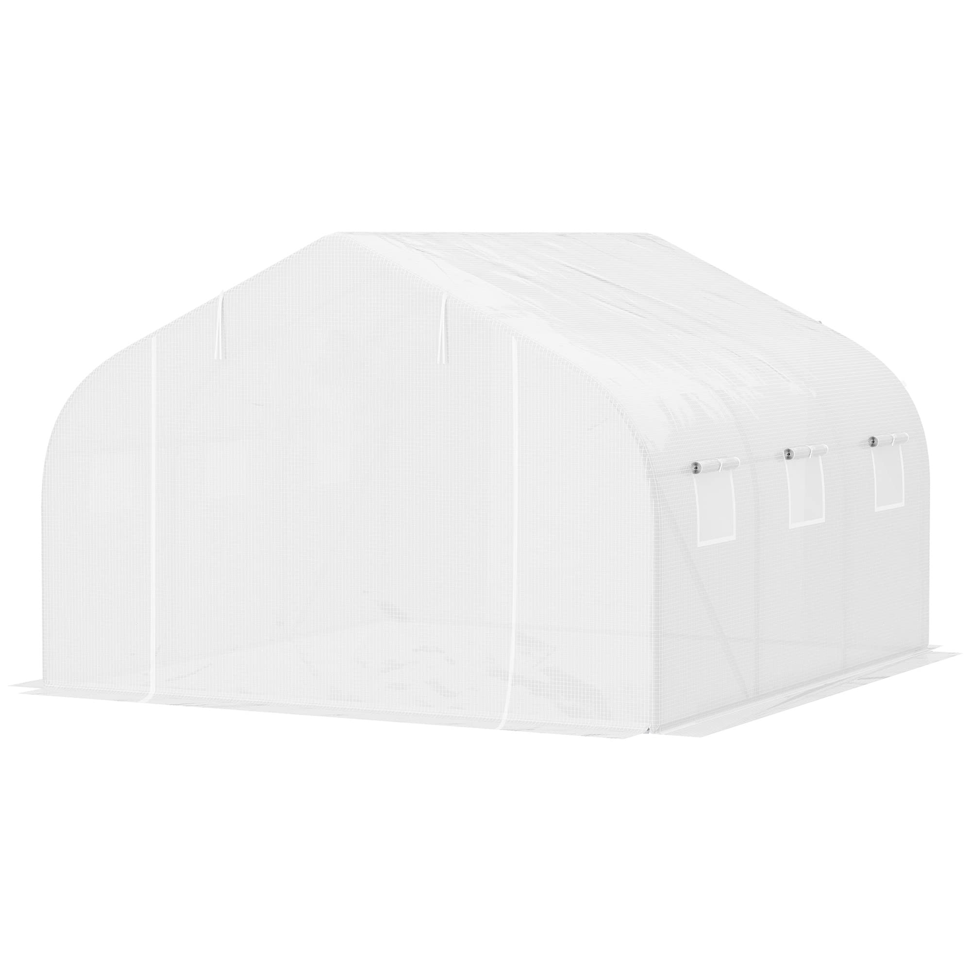 Outsunny 12' x 10' x 7' Walk-in Greenhouse with Roll-up Windows & Zippered Door - Durable PE Cover for Outdoor Gardening, Plant Protection & Year-Round Growing - Perfect for Backyards, Patios & Small Farms