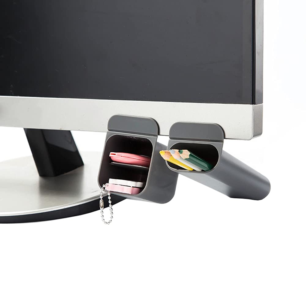 Creative DIY Screen Pen Pencil Holders - 2 Pack Grey Desktop Organizer for Computer Monitor, Perfect for Office, Home & School Workspace Organization