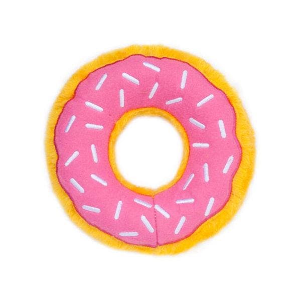 Zippy Donutz Strawberry Plush Squeaker Toy - Cute & Soft Stuffed Donut Dog Chew Toy for Small & Medium Pets - Perfect for Playtime, Training & Cuddling