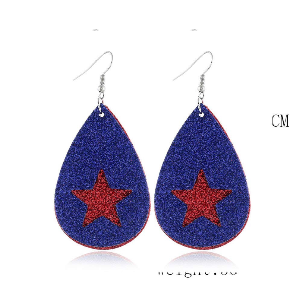 4 Pairs Faux Leather Teardrop Earrings - Red White Blue Patriotic Jewelry for Women, USA Independence Day Dangle Earrings, Perfect for 4th of July Parties, Festivals & Patriotic Events