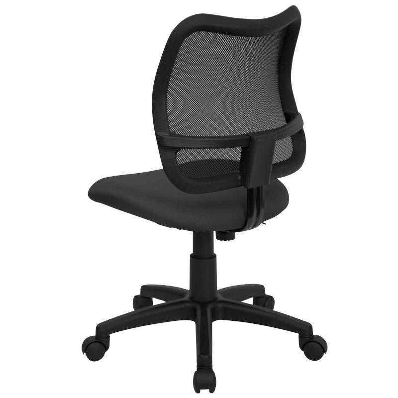 FLASH Mid Back Black Mesh Swivel Task Office Chair - Ergonomic Adjustable Height Computer Desk Chair for Home & Office Use - Perfect for Long Hours of Work or Gaming