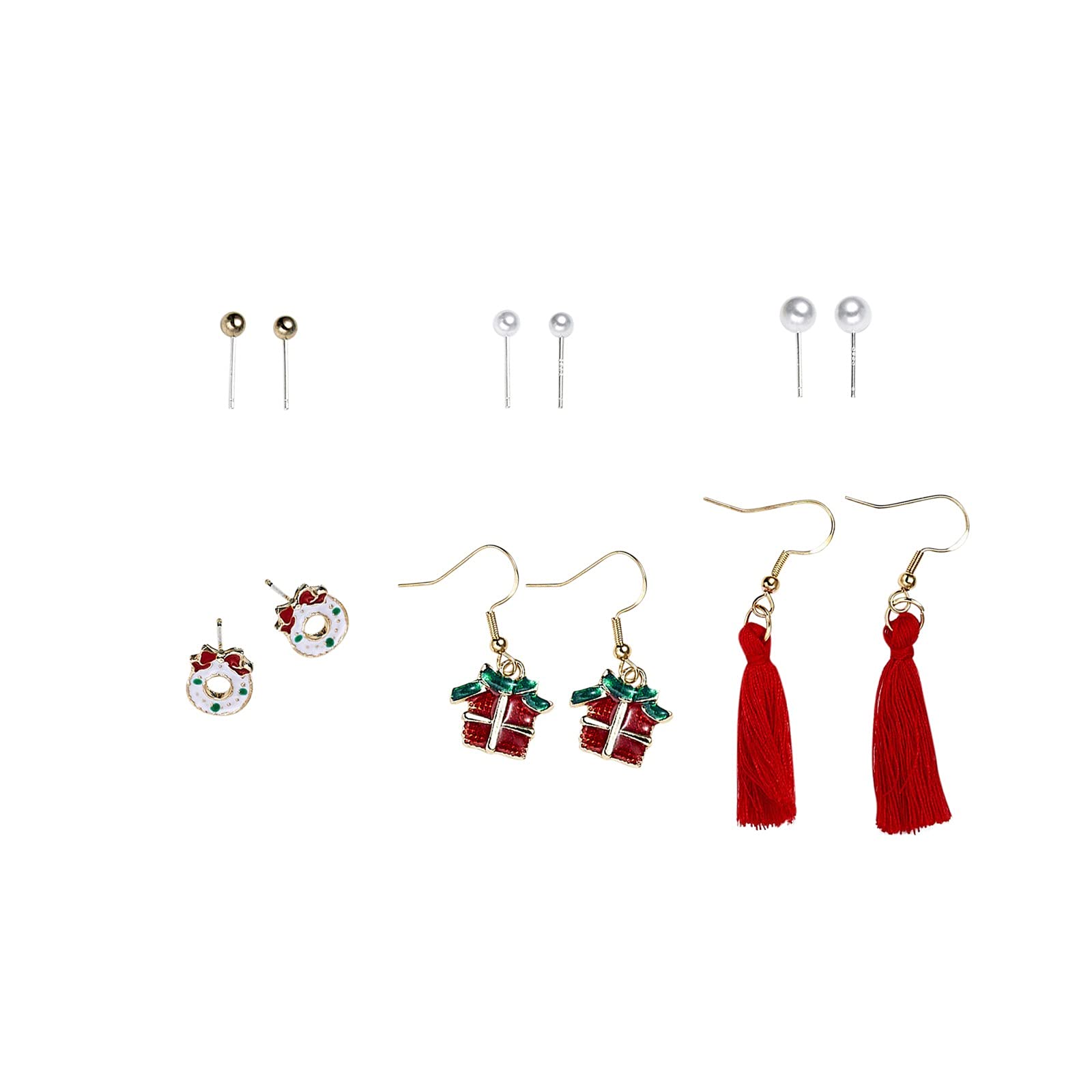 Trendy Gold Hoop Earrings for Women - Small Stud Earrings Set of 6 Pairs, Fashionable Mini Mouse Design in Multicolor (One Size) - Perfect for Christmas Gifts, Parties, and Everyday Wear