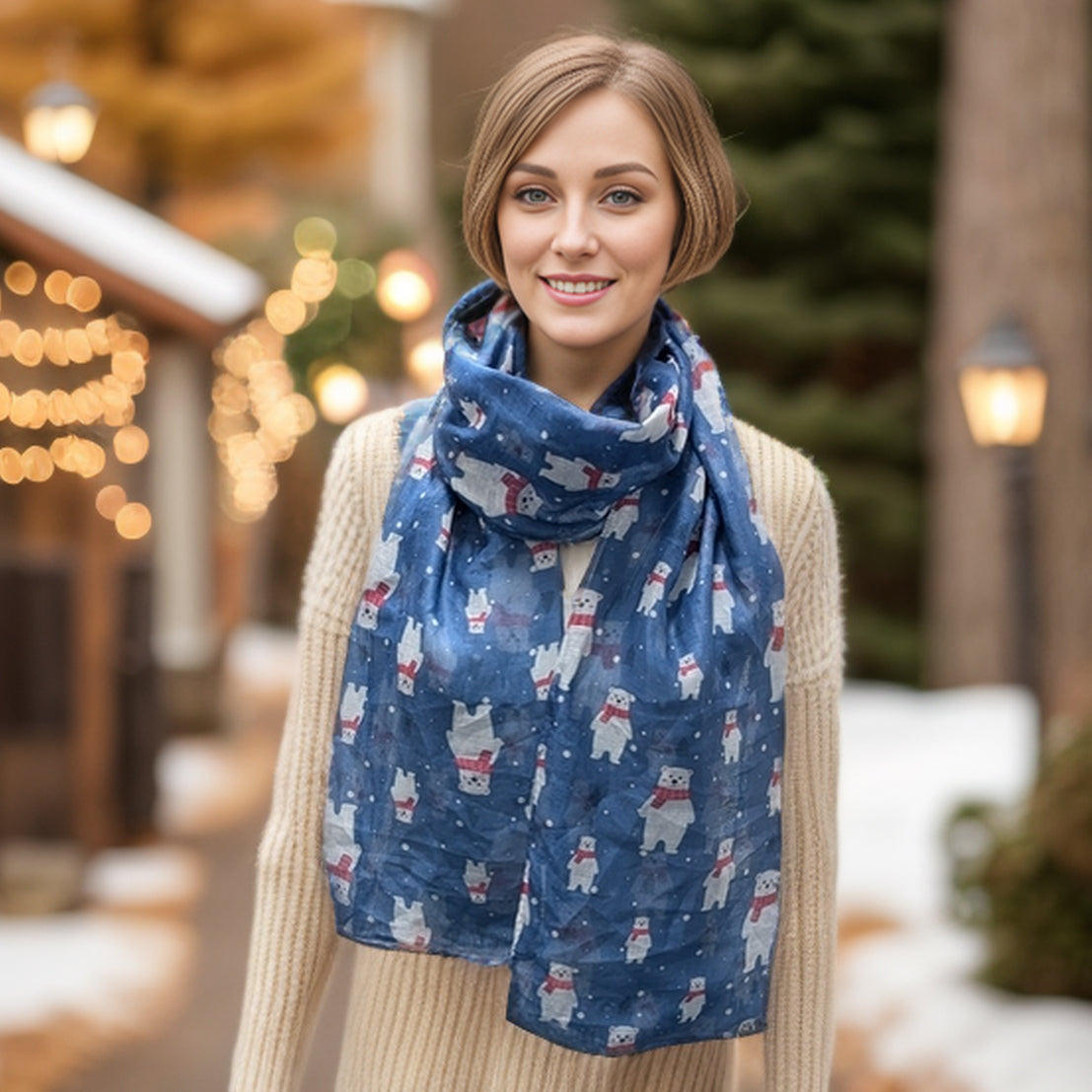 Proud Polar Scarf - 50x180cm Winter Warm Knitted Wrap, Exclusive Nordic Design for Women & Men - Perfect for Snowboarding, Skiing and Cold Weather Fashion Accessory