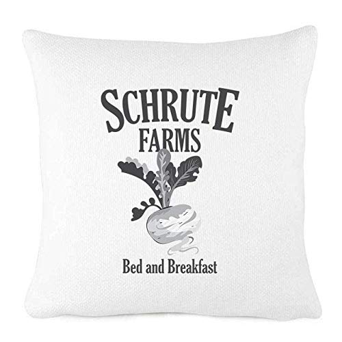 Schrute Farms Farmhouse Throw Pillow Cover - 20x20 Inch Decorative Cushion for Sofa, Bed & Home Decor - Soft White Cotton Pillowcase for Living Room, Bedroom & Farmhouse Style