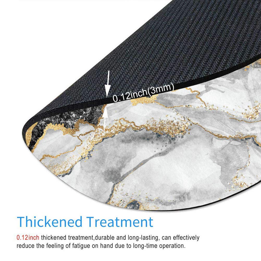 Marble & Gold Foil Mouse Pad - Custom Round Desk Accessory for Office Decor & Gaming Setup - Non-Slip Computer Mouse Mat for Work & Home Use
