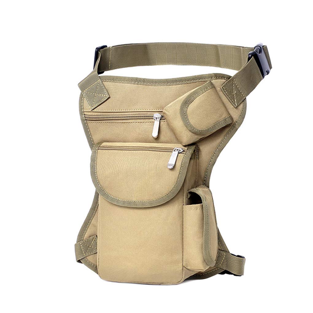 Shanghai Story Canvas Waist Bag - Durable Fanny Pack for Motorcycle Riding, Hiking & Outdoor Activities - Adjustable Drop Leg Bag in Khaki - Perfect for Sports, Travel & Daily Use