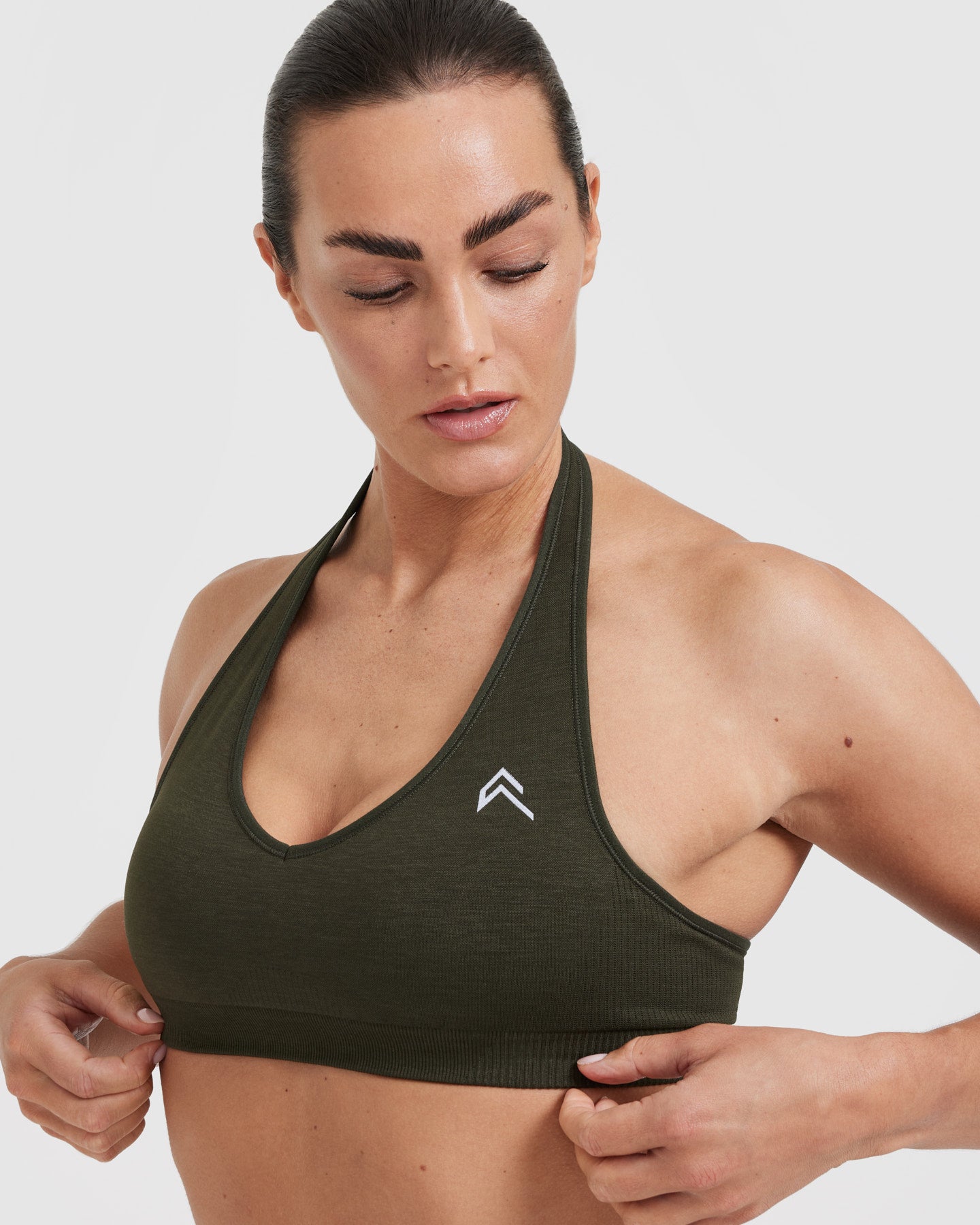 Classic Seamless 2.0 Halter Neck Bralette - Wireless Comfort Bra for Women | Khaki Marl | Perfect for Yoga, Lounge & Everyday Wear