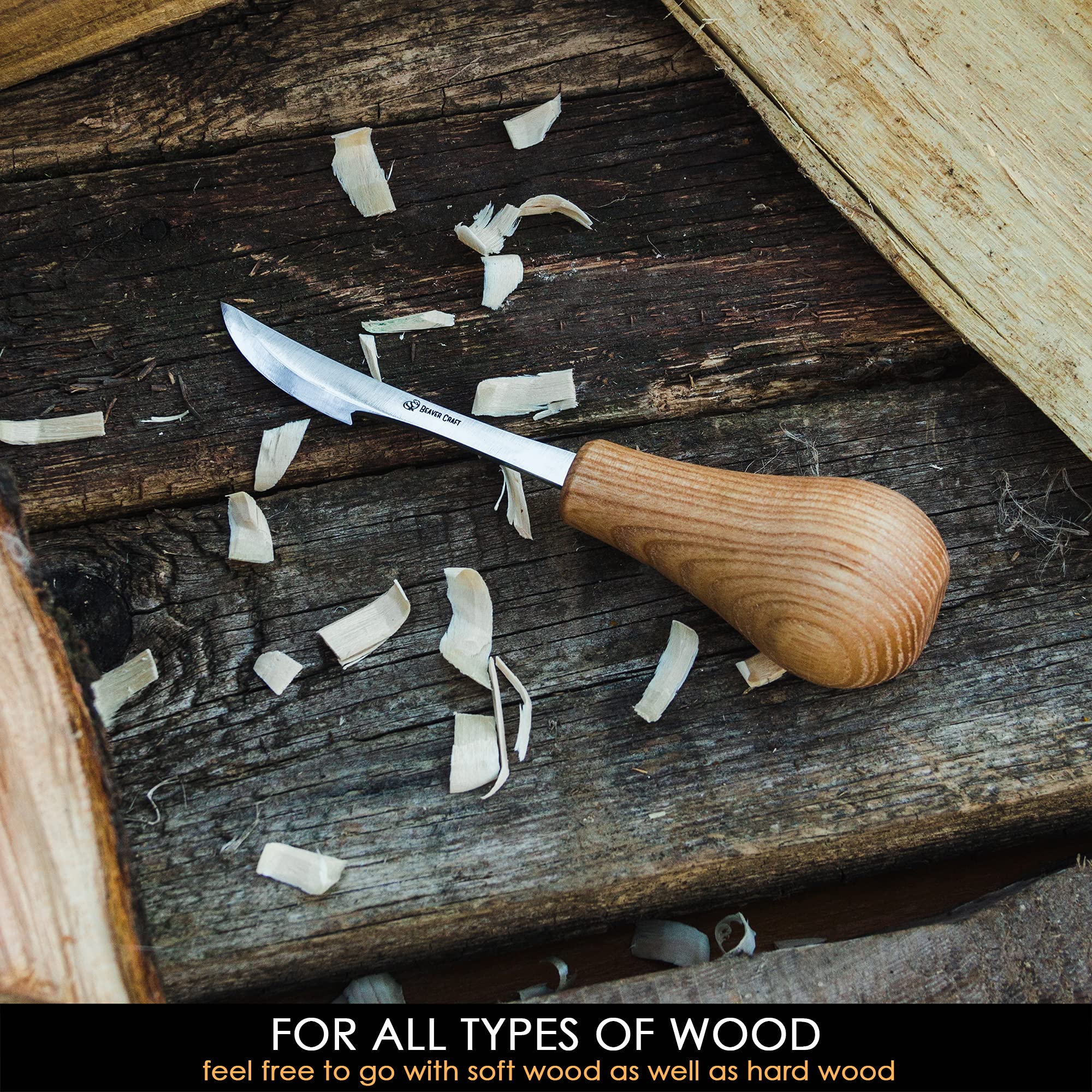 BeaverCraft SK1 Wood Carving Kit - Professional Whittling Tools Set for Beginners & Experts - Perfect for DIY Woodworking, Spoon Carving & Craft Projects