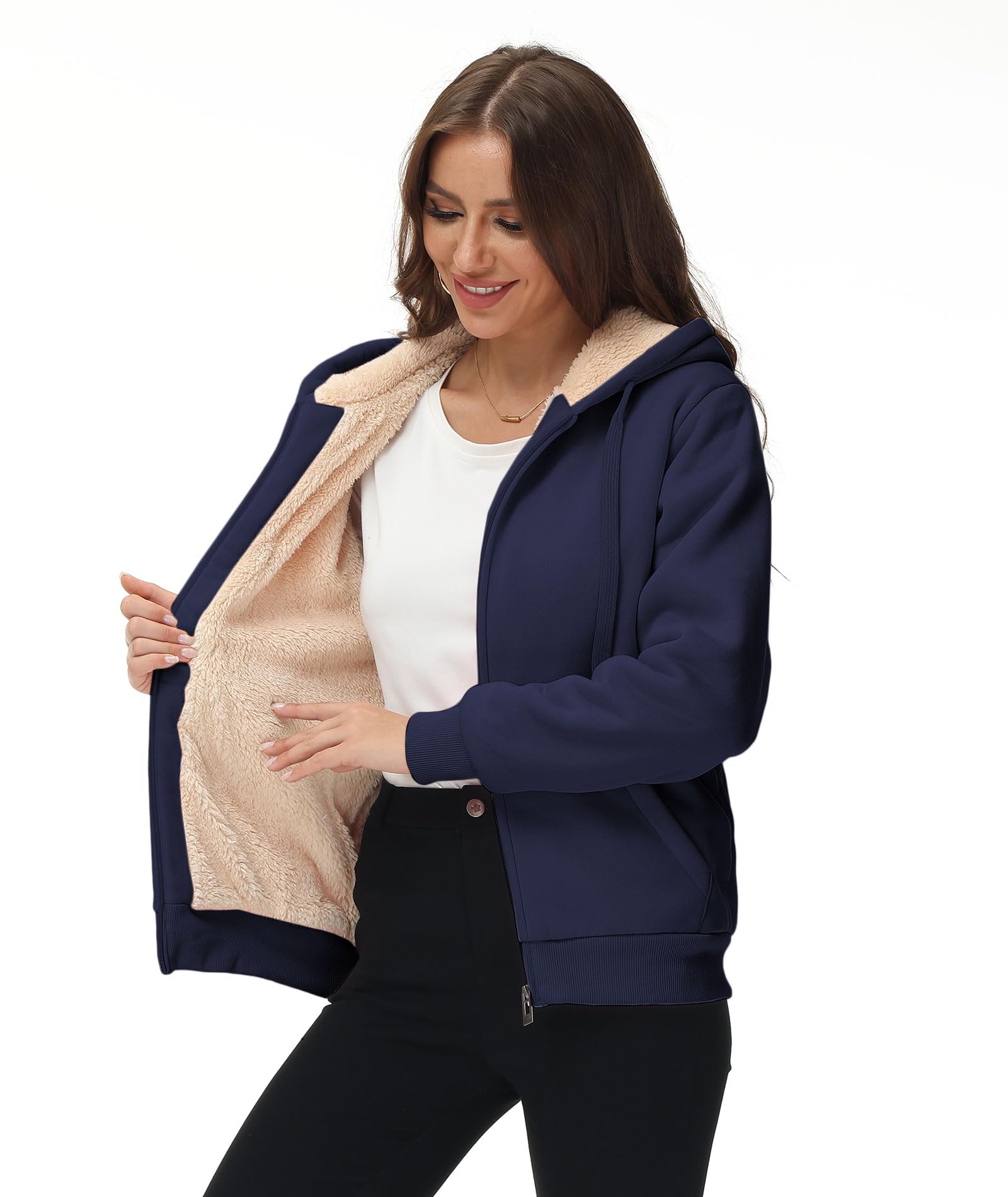 Women's Sherpa Lined Hooded Zip Up Sweatshirt - Winter Fleece Jacket with Cozy GEEK LIGHTING Design | Perfect for Cold Weather, Outdoor Activities & Casual Wear