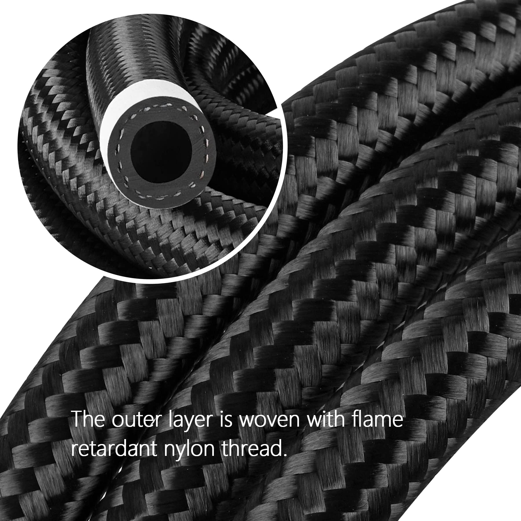 10AN 10 Ft Fuel Line Hose - Stainless Steel Nylon Braided Oil & Gas Hose - 9/16