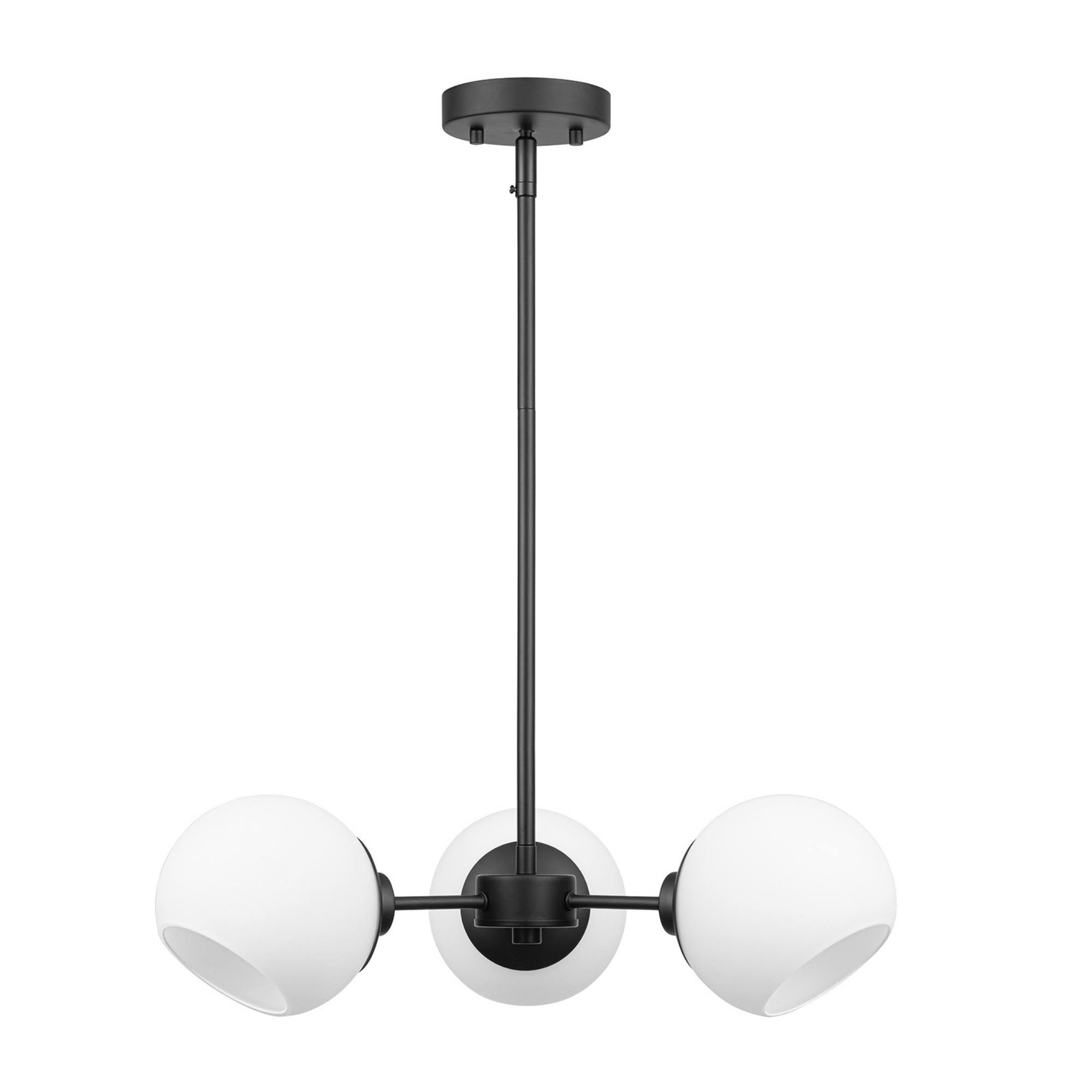 3-Light Stoll Chandelier in Matte Black with Opal Glass Shades - Elegant Dining Room Lighting Fixture for Modern Home Decor
