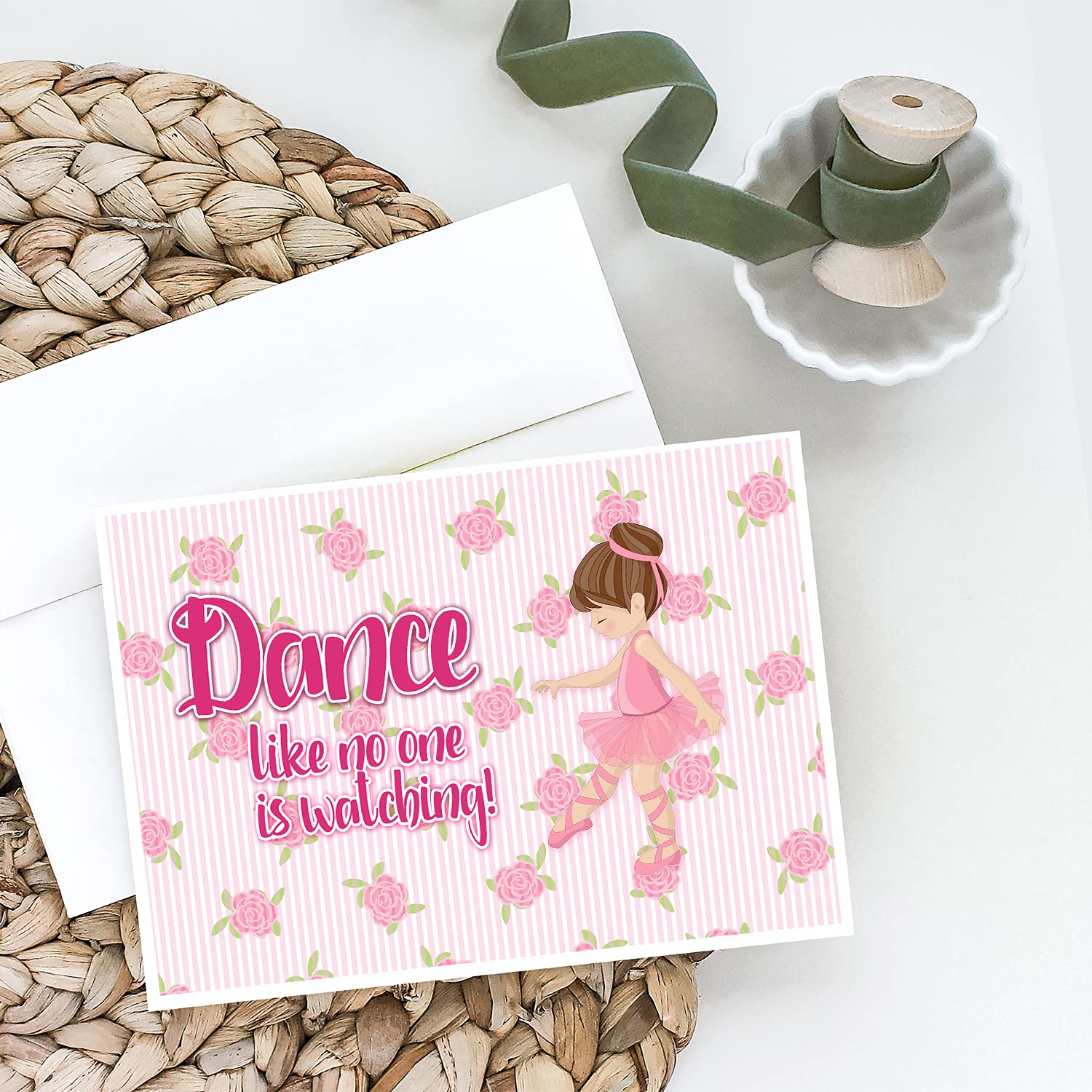 Ballet Dance Brunette Greeting Cards - Pack of 8 Blank A7 Note Cards with Envelopes (5x7 Inches) | Whimsical Dance-Themed Stationery for Birthdays, Thank You Notes & Special Occasions