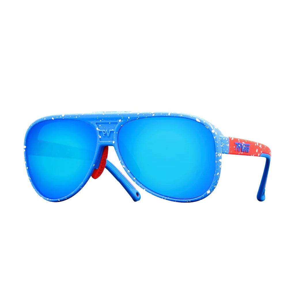 Pit Viper The Lift Offs Blue Ribbon Sunglasses - Polarized Sports & Outdoor Shades for Running, Cycling & Hiking - UV Protection Wrap-Around Frames