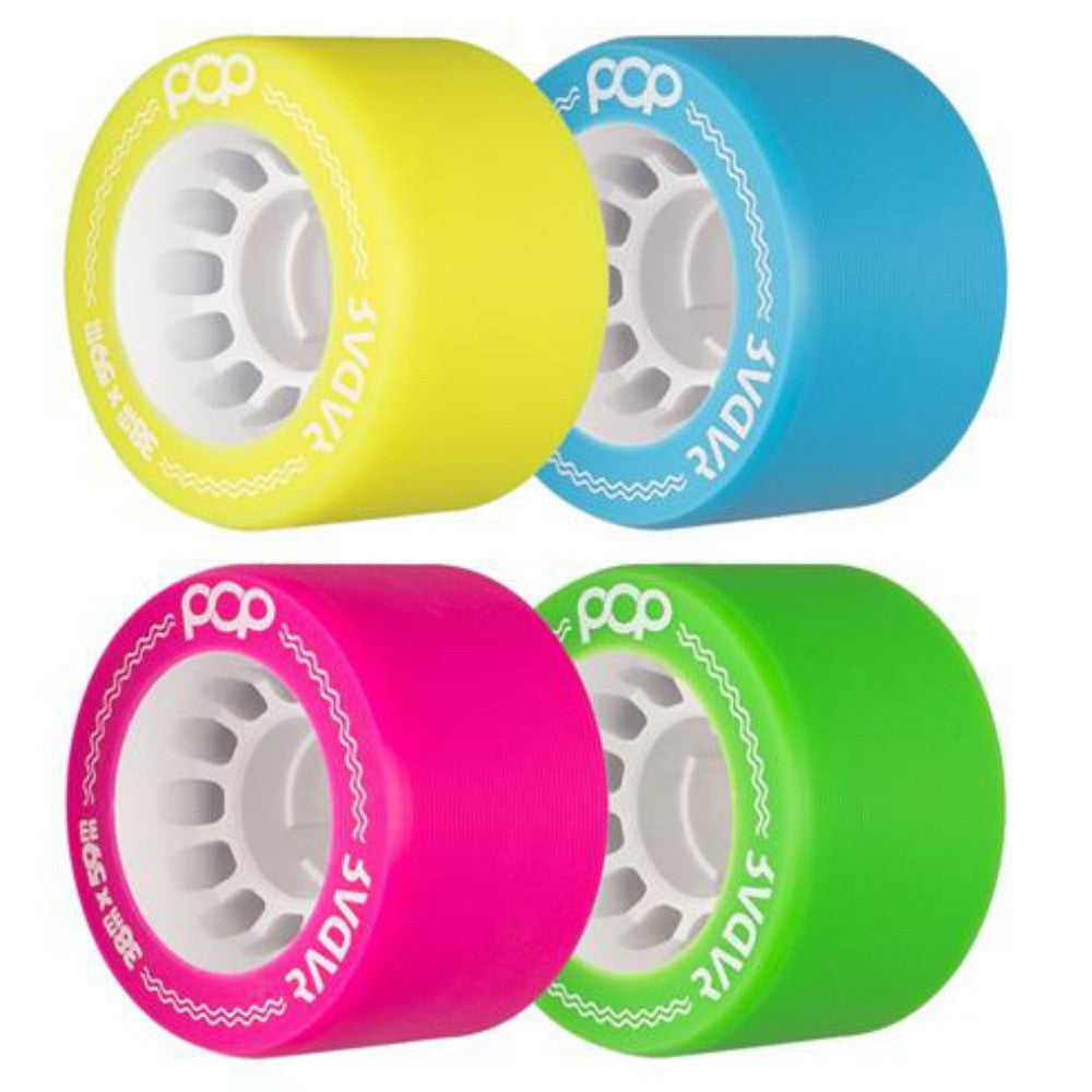Radar Pop 59mm Quad Wheels - 4 Pack Set for Skateboards, Longboards & Roller Skates - High-Performance Wheels for Smooth Riding & Tricks