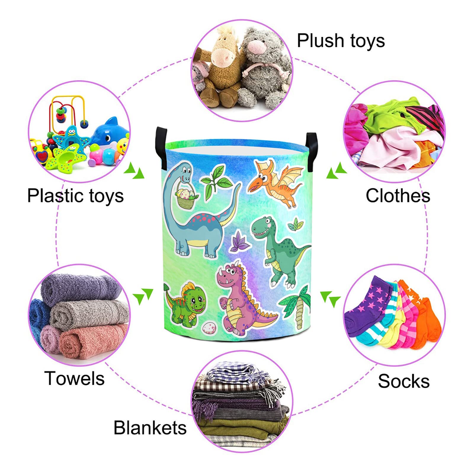 Custom Green Tractors Pattern Laundry Hamper - Personalized Name Storage Basket with Handle for Bathroom, Living Room & Bedroom | Durable Clothes Organizer for Kids Room, Nursery & College Dorm