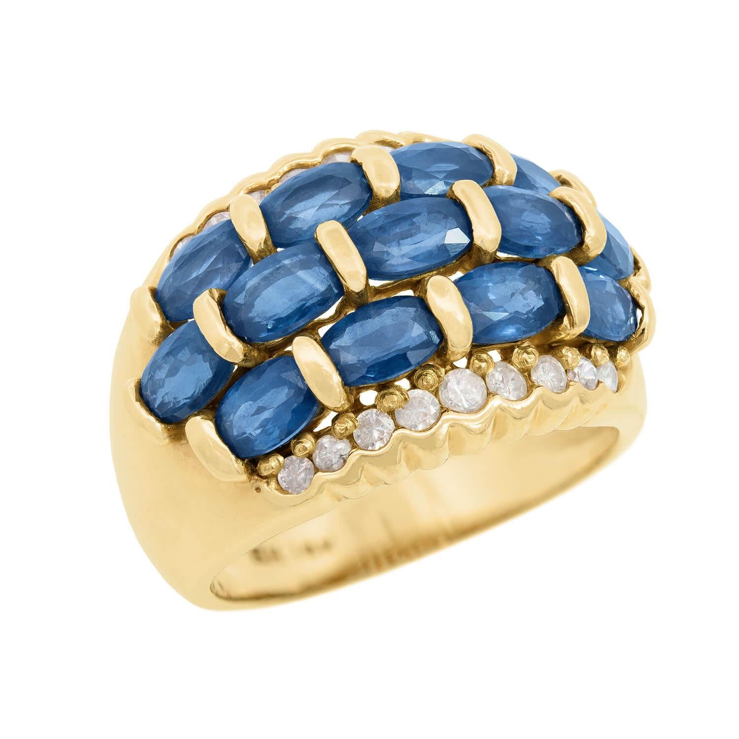 14K Gold Sapphire and Diamond Ring for Women - Elegant Vintage Style Jewelry Gift for Engagement, Wedding, Anniversary or Special Occasions